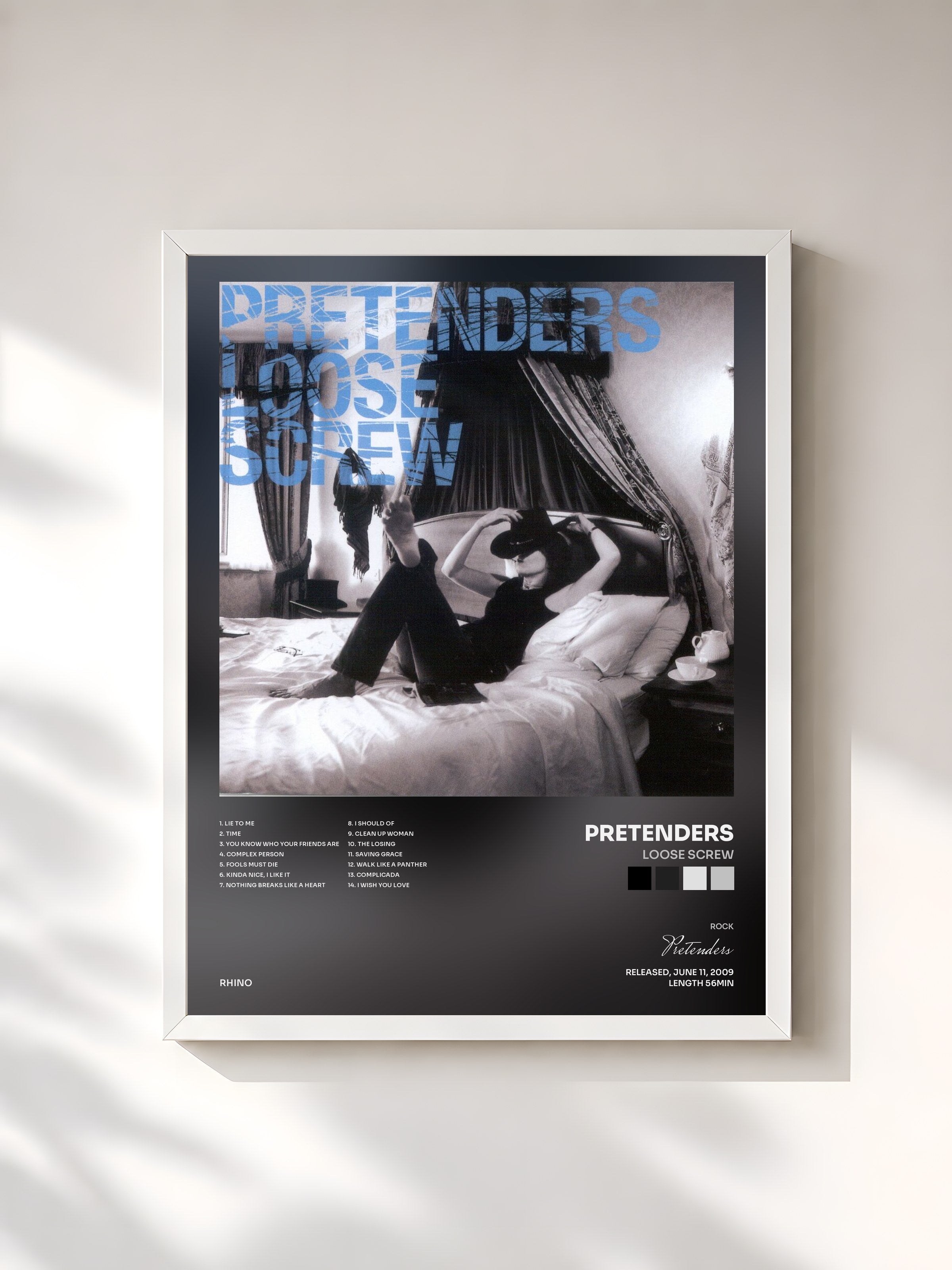 #blanc Tableau de l'album Loose Screw de Pretenders, cadre blanc, imprimé et encadré en France