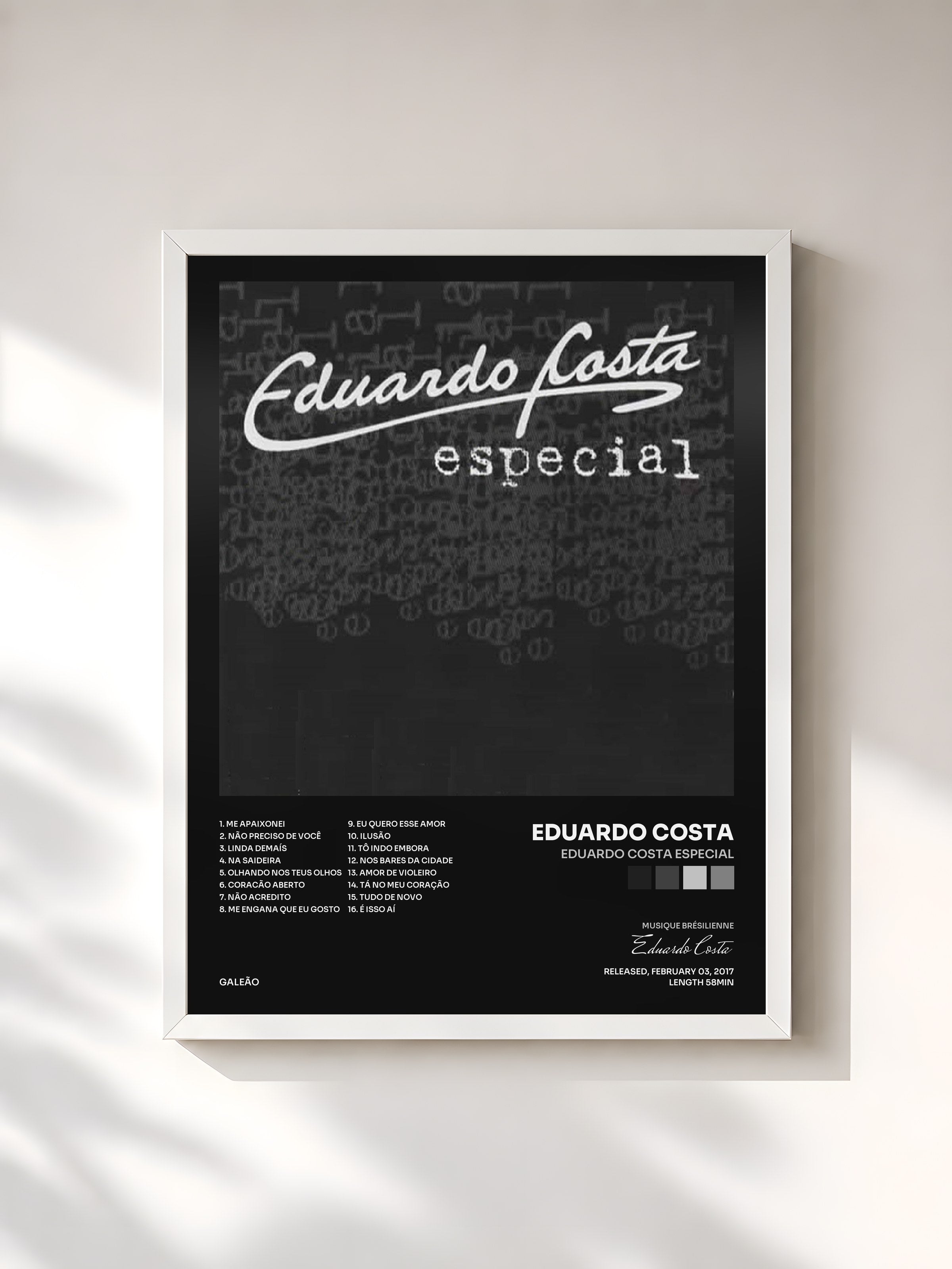 #blanc Tableau de l'album Eduardo Costa Especial de Eduardo Costa, cadre blanc, imprimé et encadré en France
