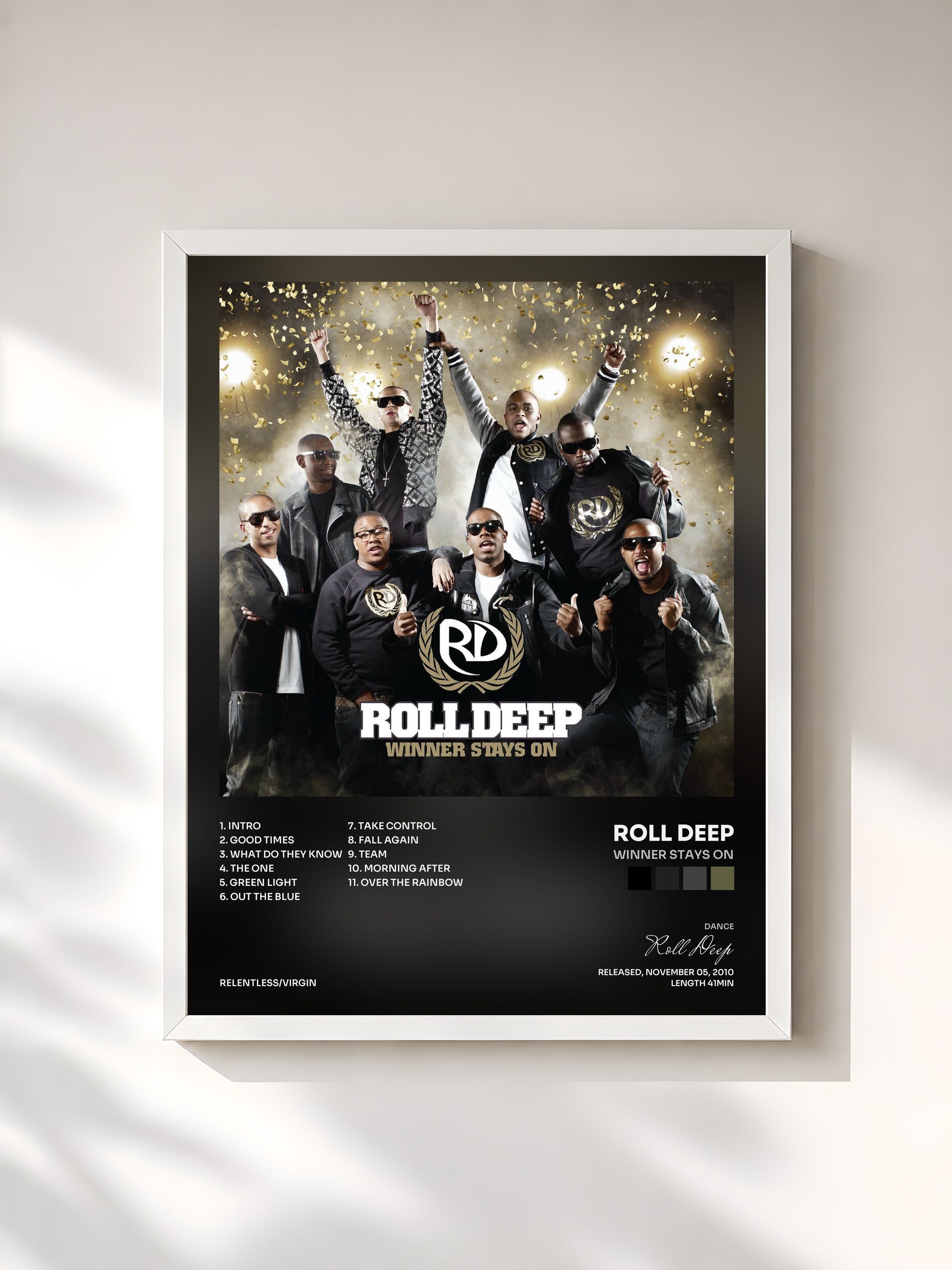 #blanc Tableau de l'album Winner Stays On de Roll Deep, cadre blanc, imprimé et encadré en France