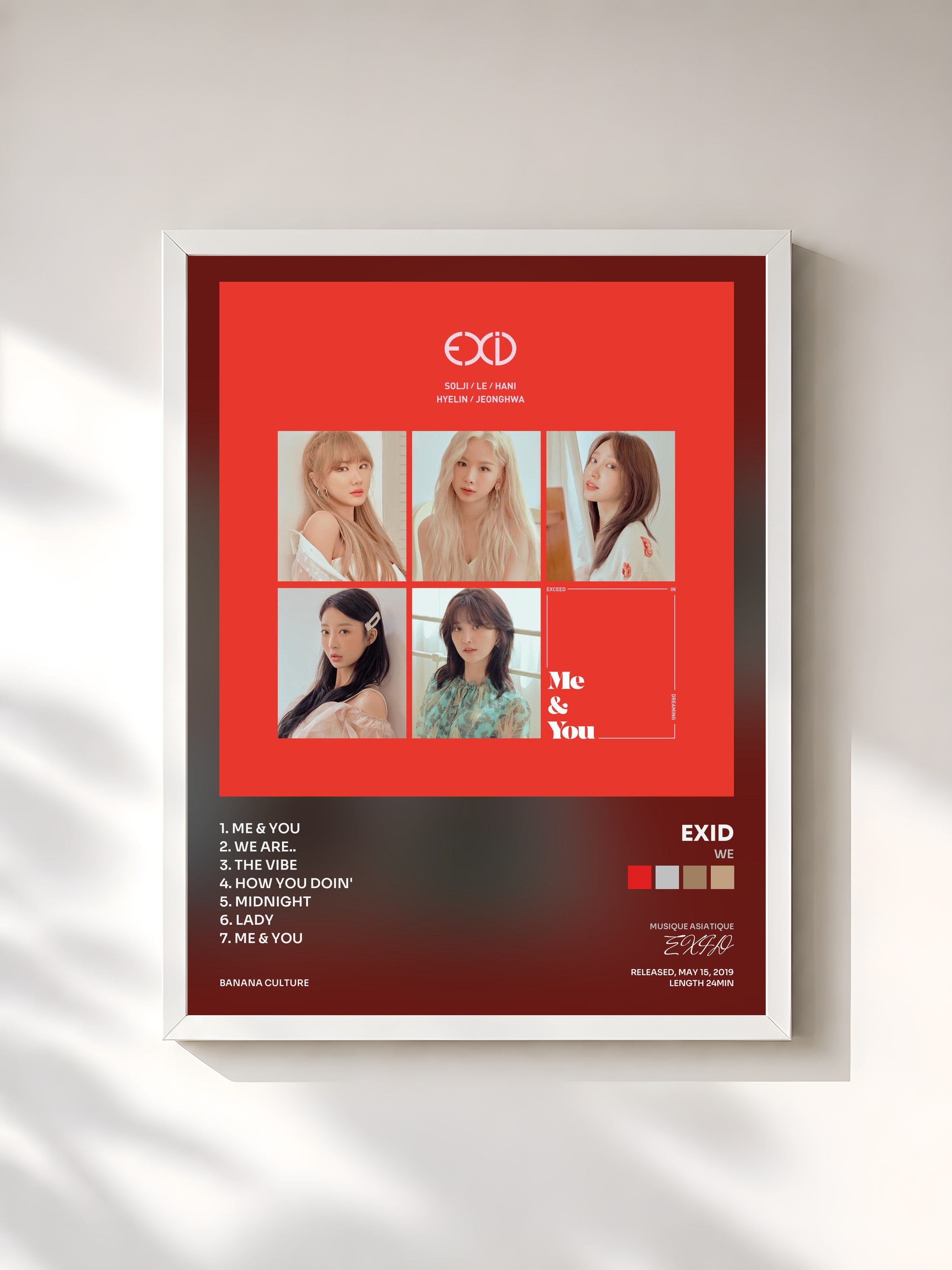 #blanc Tableau de l'album WE de EXID, cadre blanc, imprimé et encadré en France