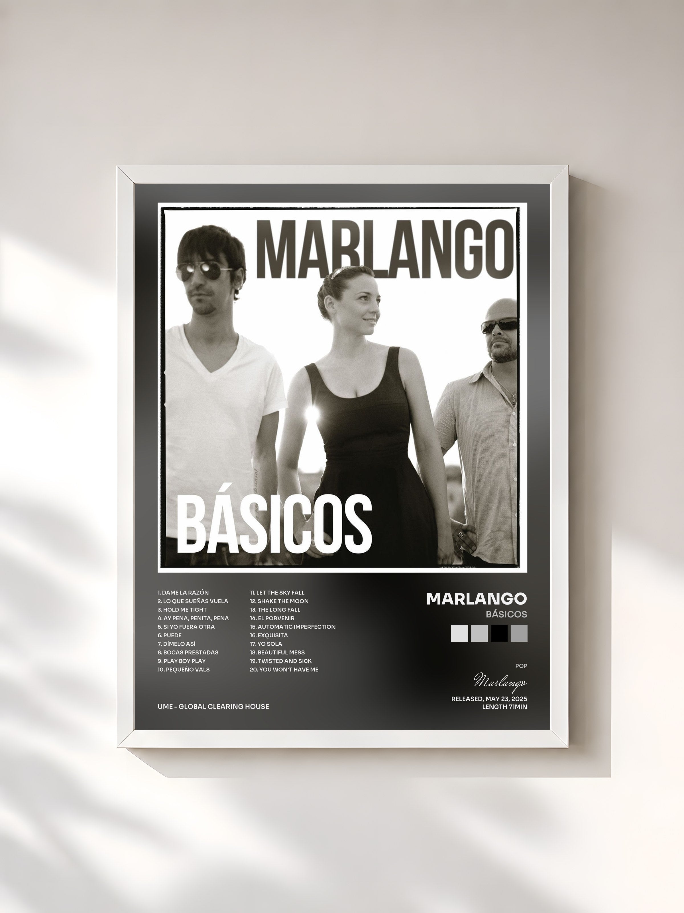 #blanc Tableau de l'album Básicos de Marlango, cadre blanc, imprimé et encadré en France