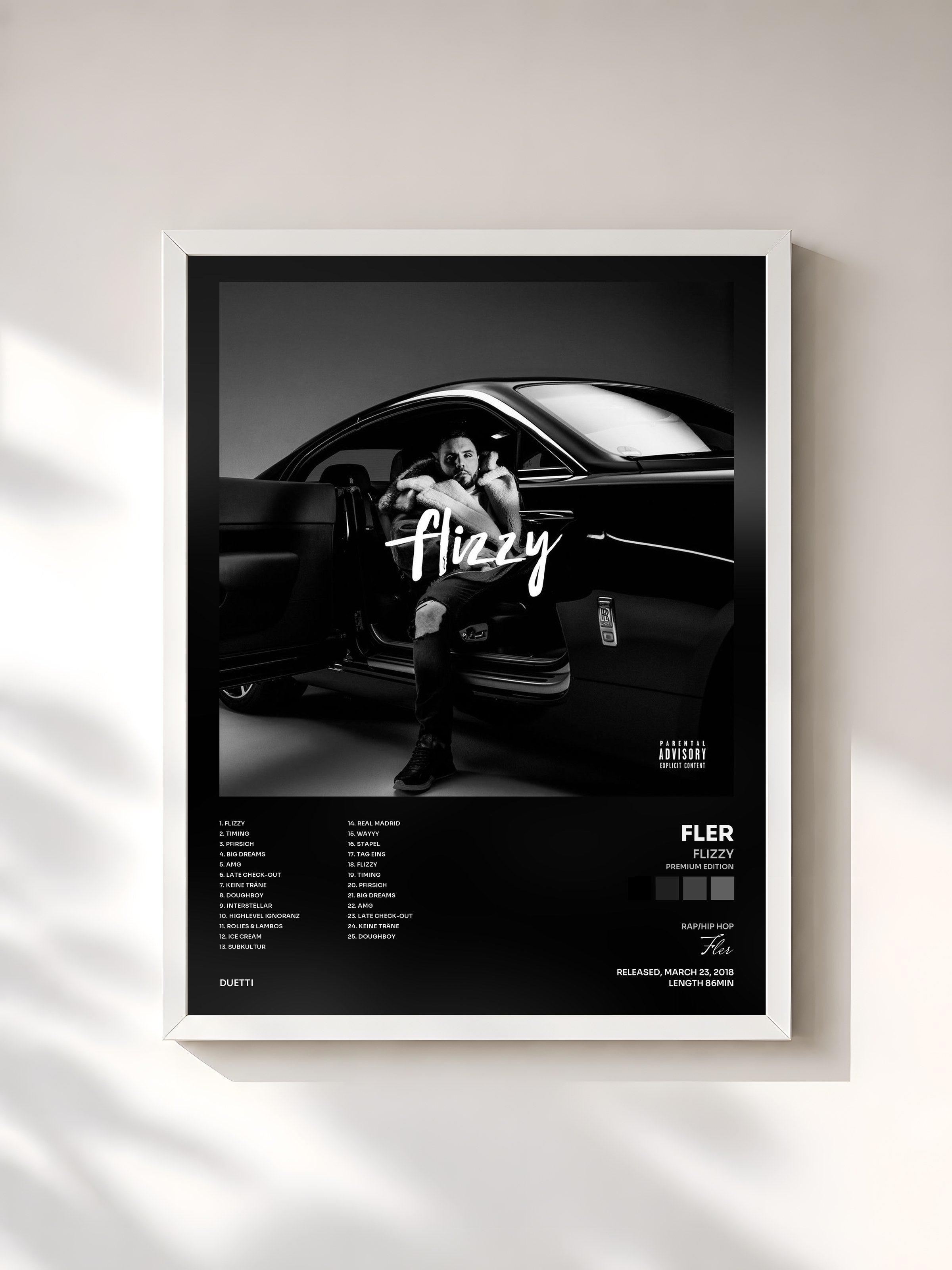 #blanc Tableau de l'album Flizzy (Premium Edition) de Fler, cadre blanc, imprimé et encadré en France