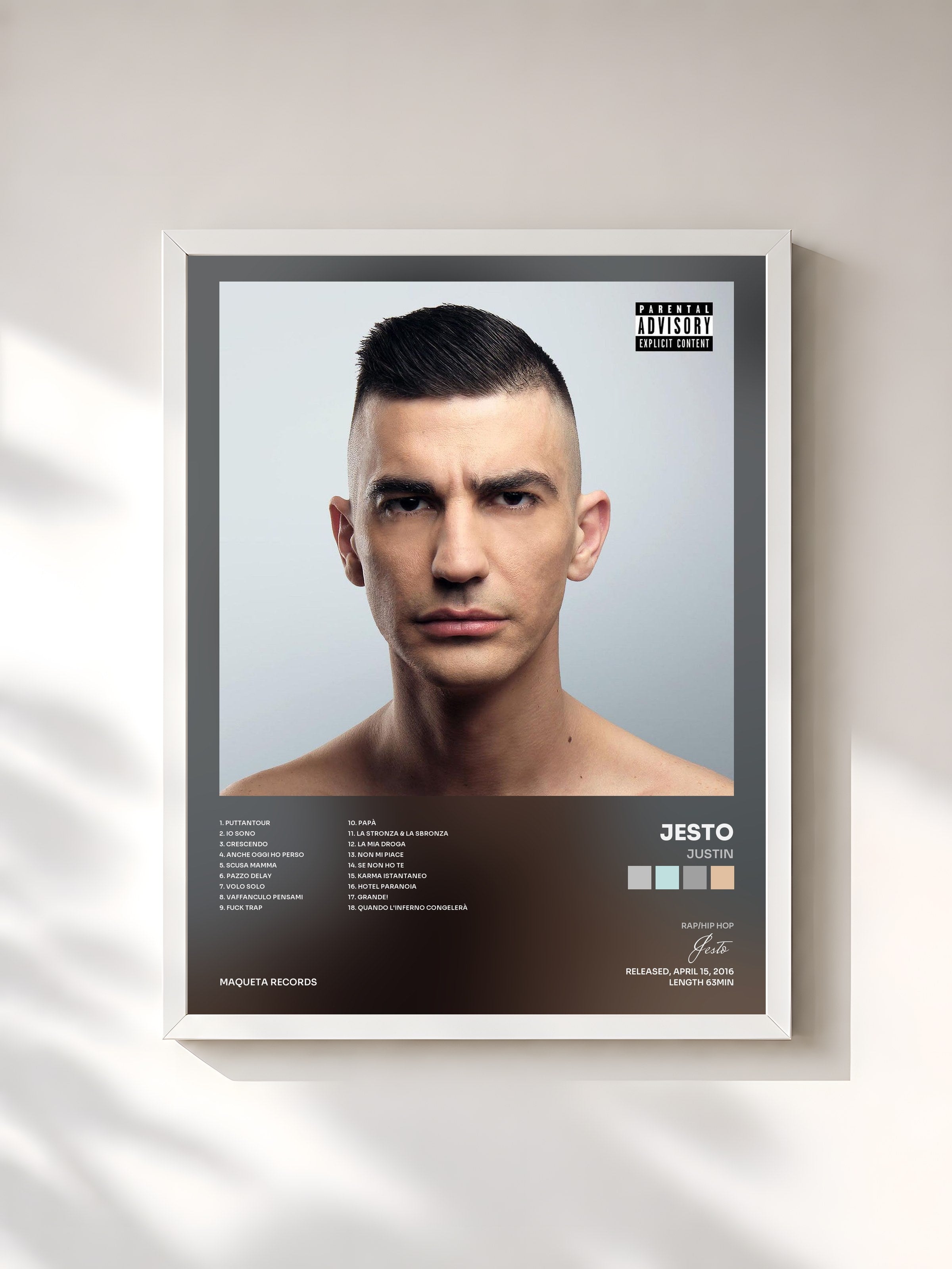 #blanc Tableau de l'album Justin de Jesto, cadre blanc, imprimé et encadré en France