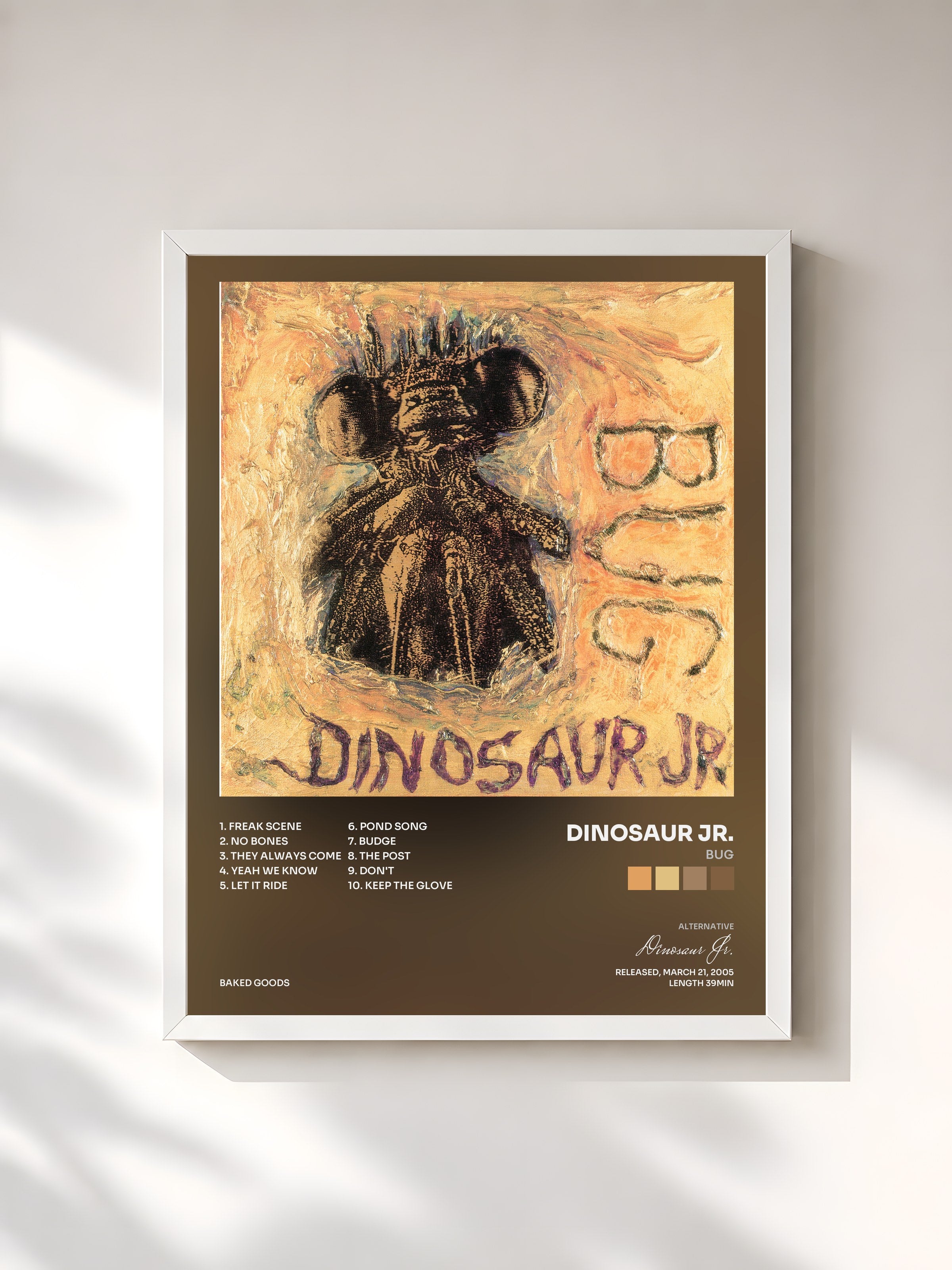 #blanc Tableau de l'album Bug de Dinosaur Jr., cadre blanc, imprimé et encadré en France