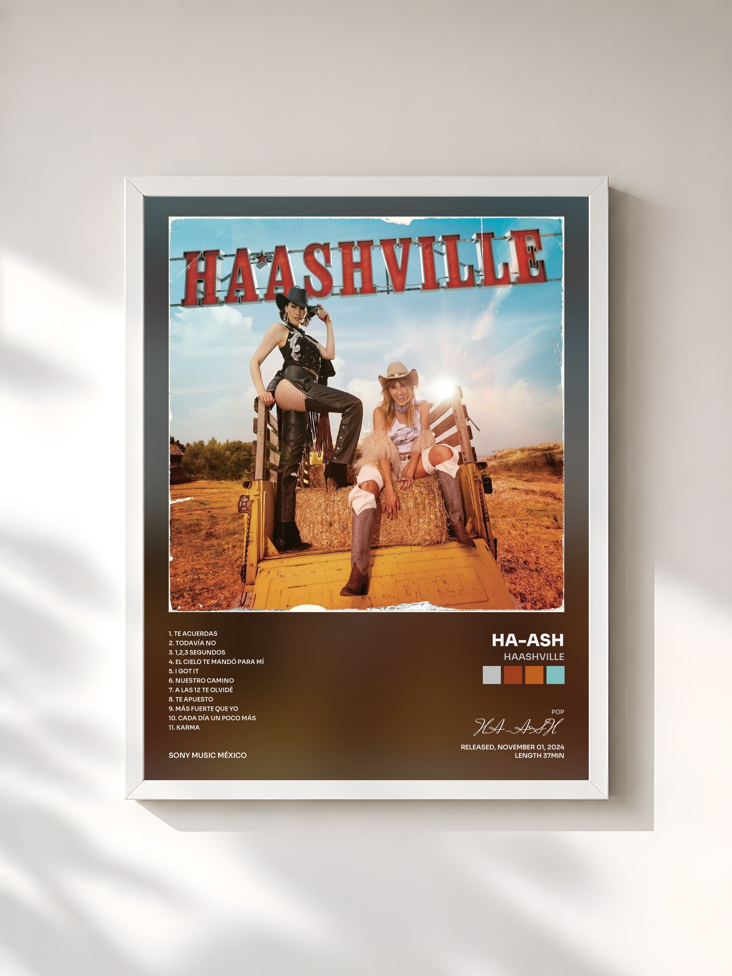 #blanc Tableau de l'album HAASHVILLE de HA-ASH, cadre blanc, imprimé et encadré en France