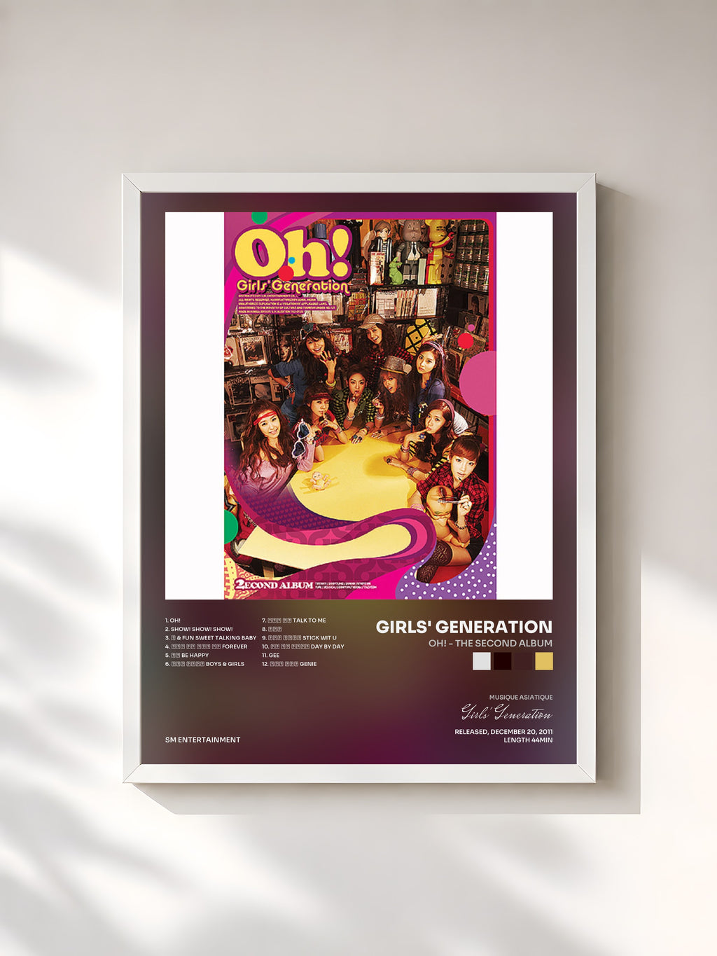 #blanc Oh! - The Second Album by Girls' Generation as a framed art print, white frame, printed and framed in France