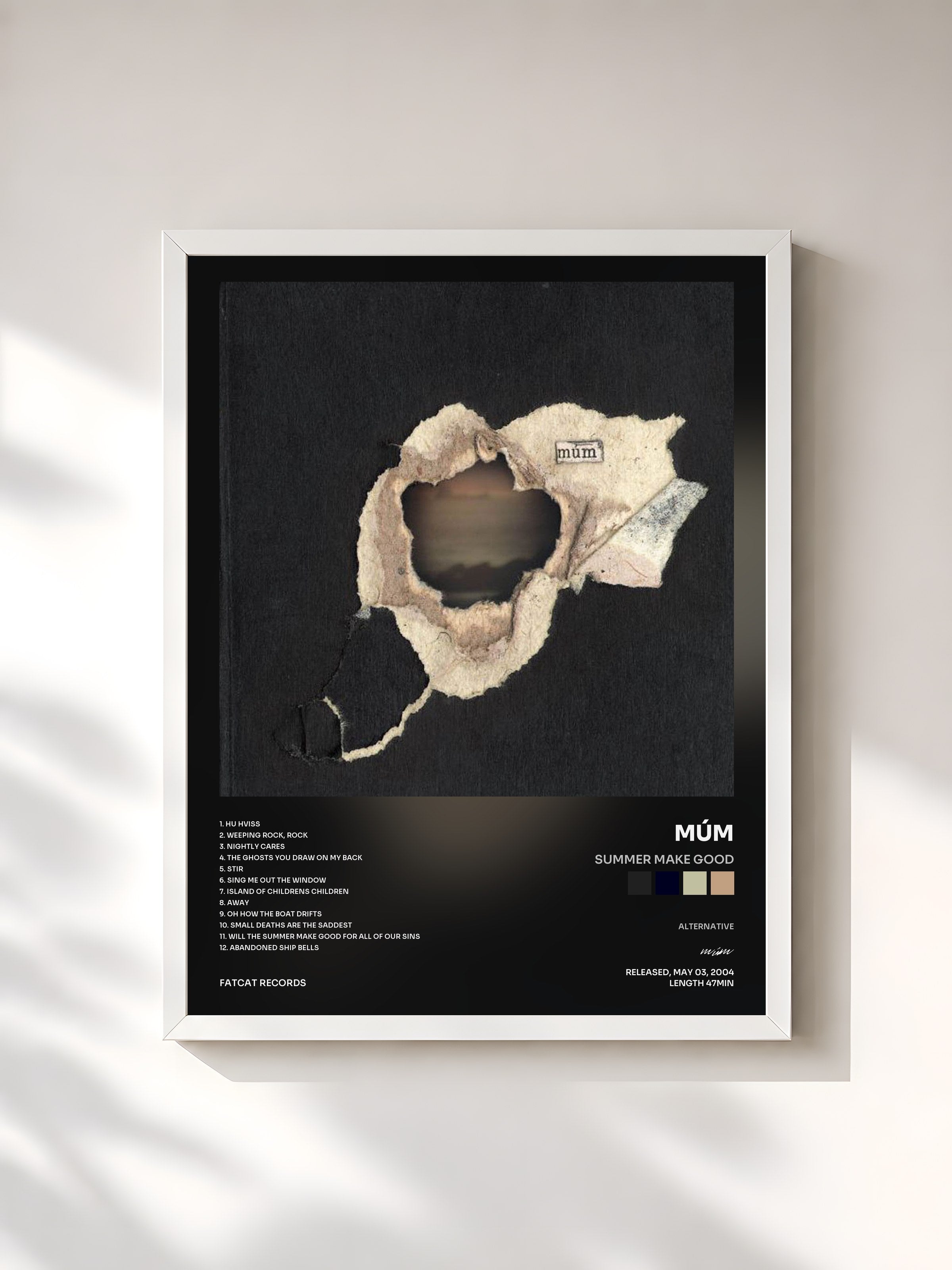 #blanc Tableau de l'album Summer Make Good de múm, cadre blanc, imprimé et encadré en France