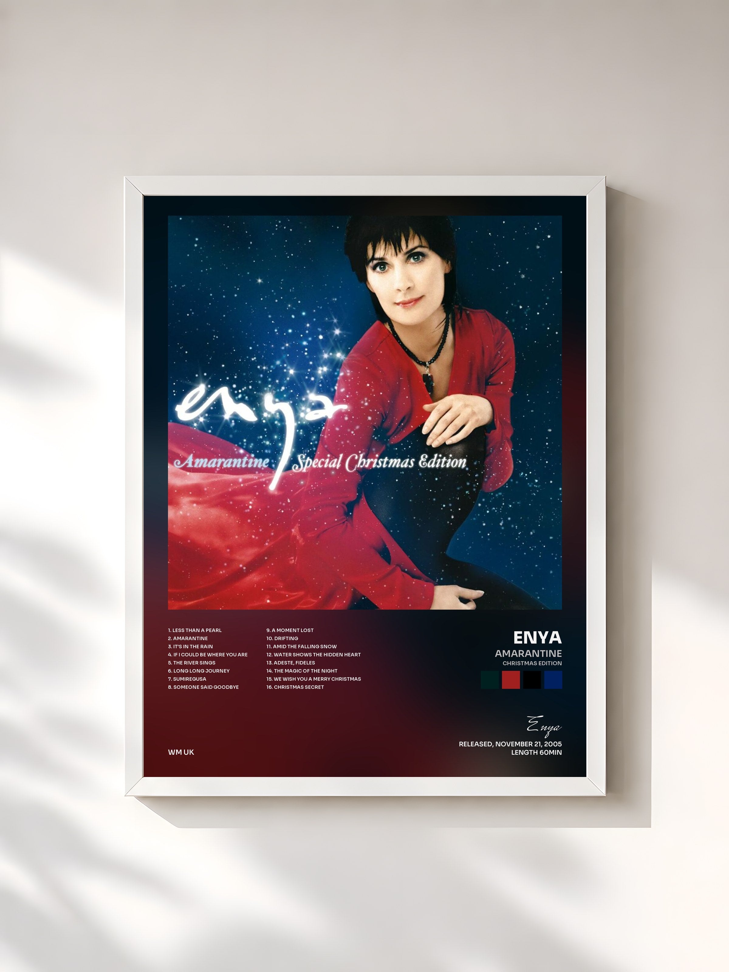 #blanc Tableau de l'album Amarantine (Christmas Edition) de Enya, cadre blanc, imprimé et encadré en France