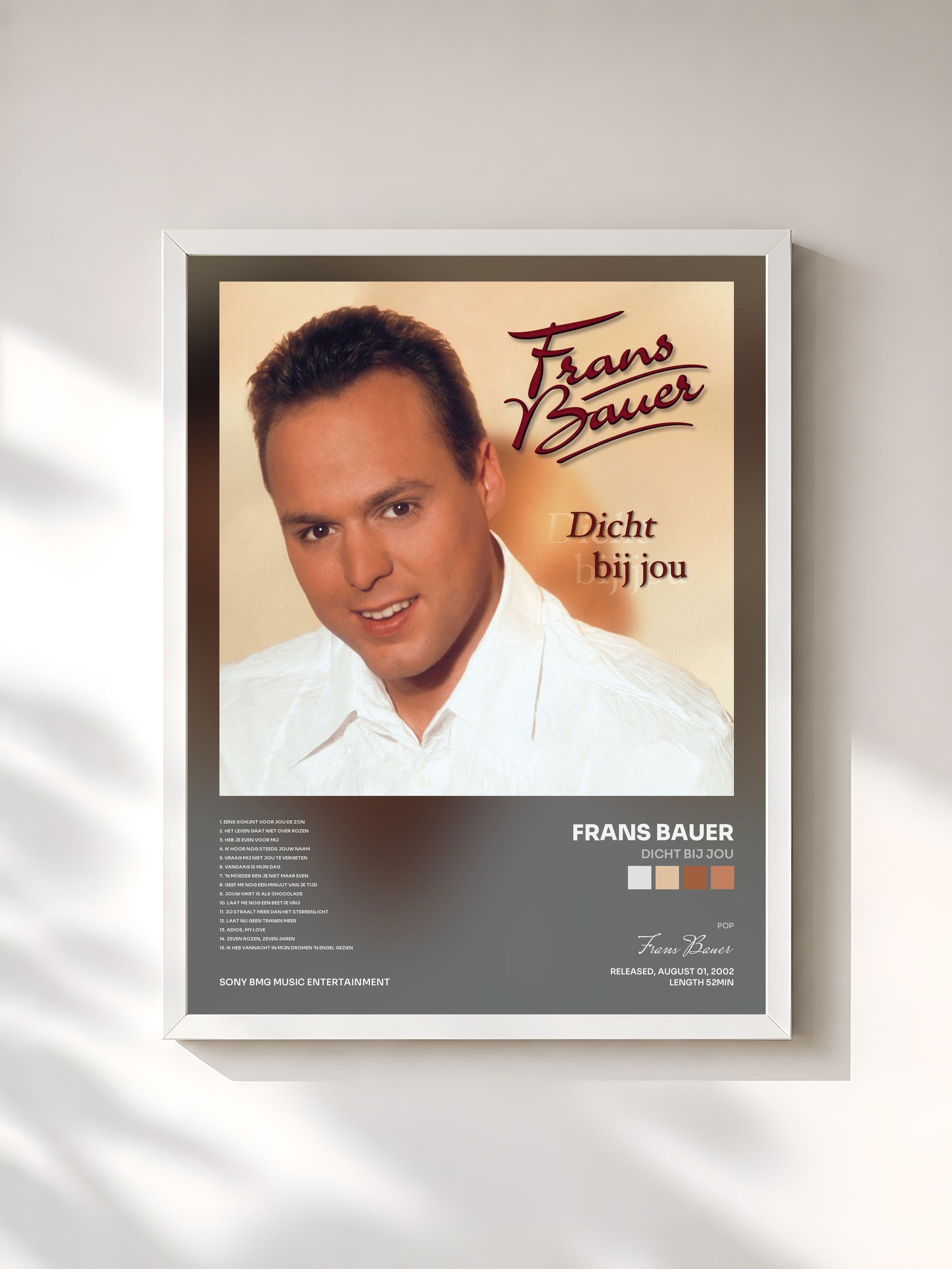 #blanc Tableau de l'album Dicht bij jou de Frans Bauer, cadre blanc, imprimé et encadré en France