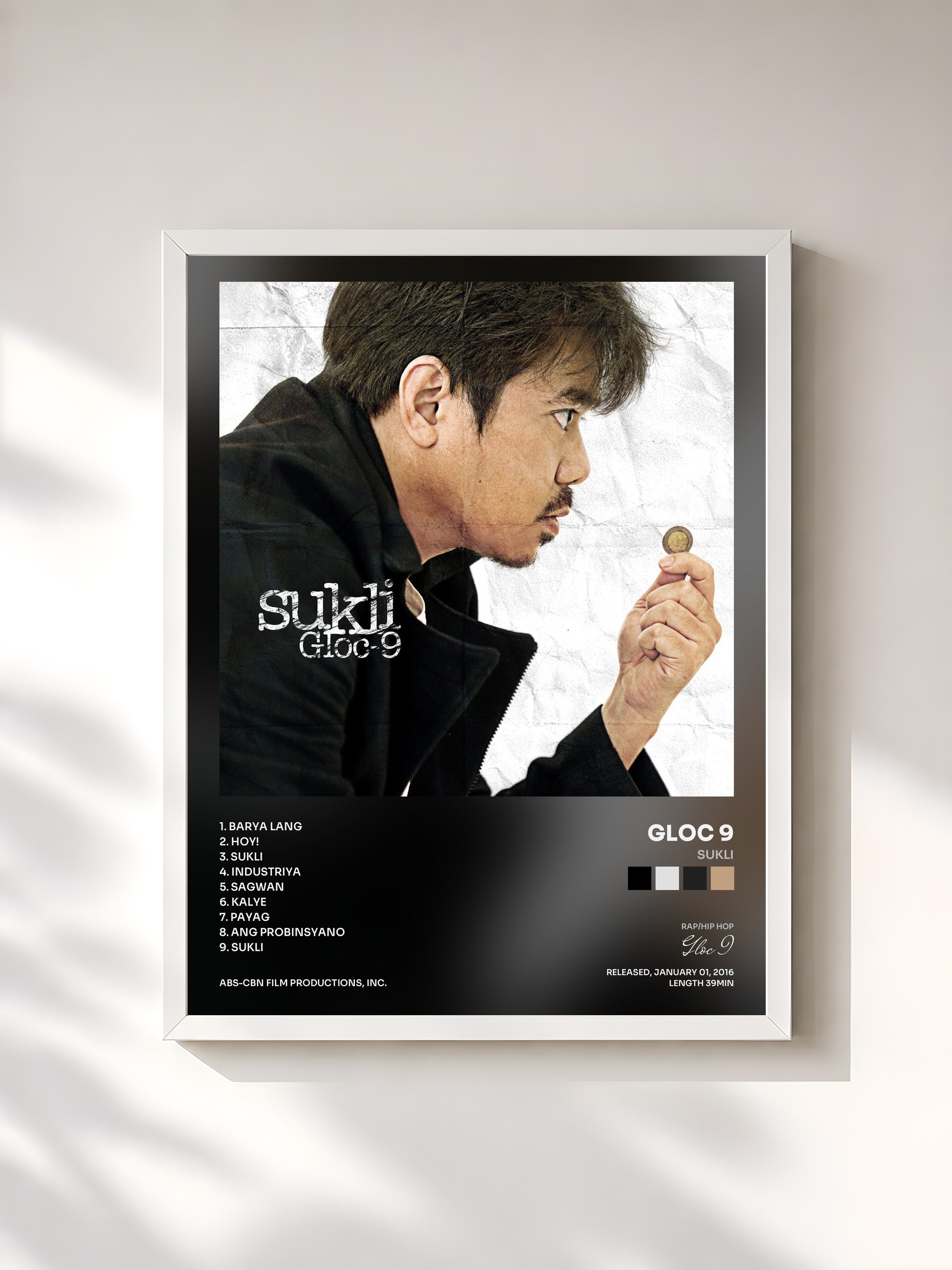 #blanc Tableau de l'album Sukli de Gloc 9, cadre blanc, imprimé et encadré en France