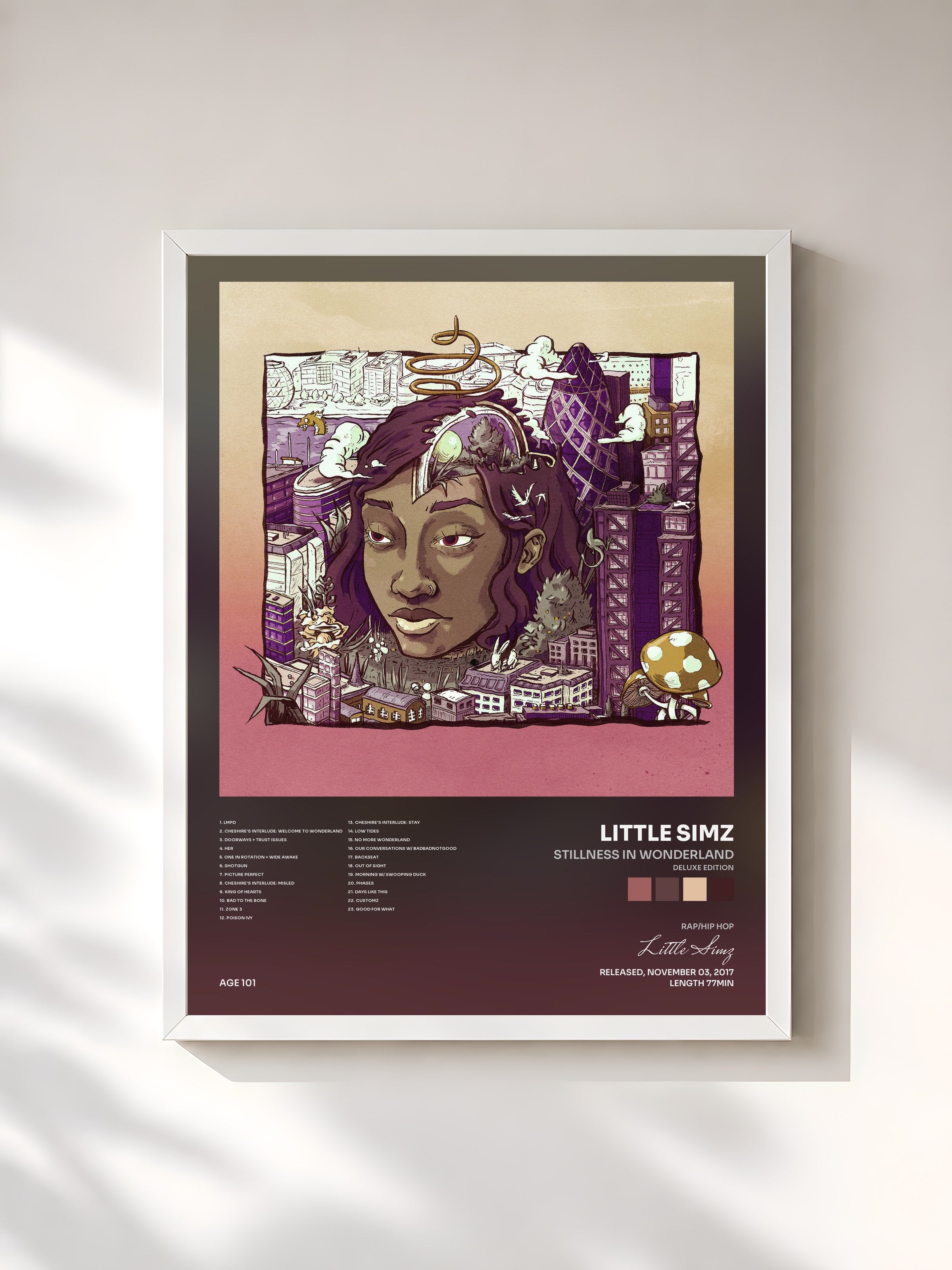 #blanc Tableau de l'album Stillness In Wonderland (Deluxe Edition) de Little Simz, cadre blanc, imprimé et encadré en France
