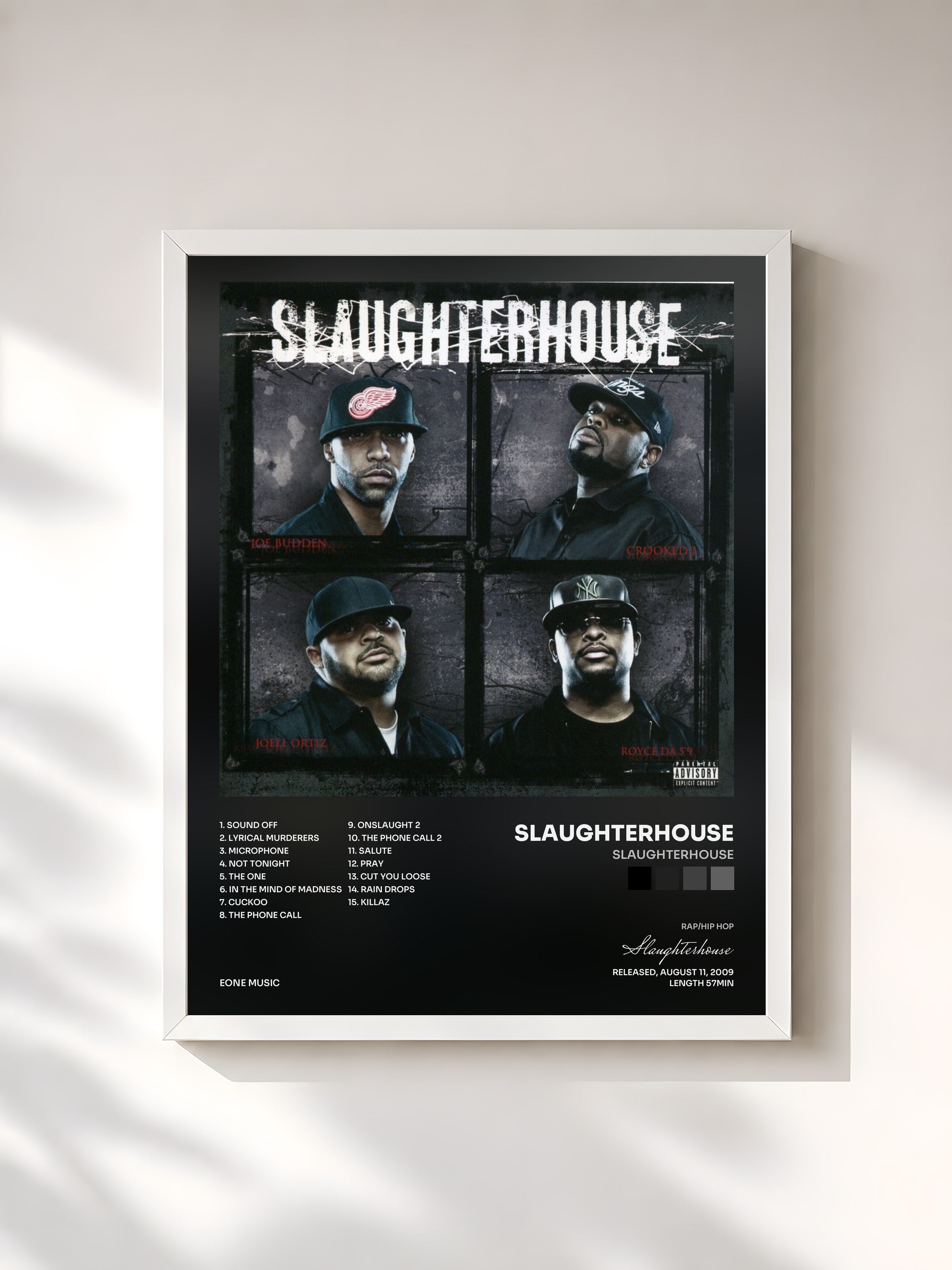 #blanc Tableau de l'album Slaughterhouse de Slaughterhouse, cadre blanc, imprimé et encadré en France