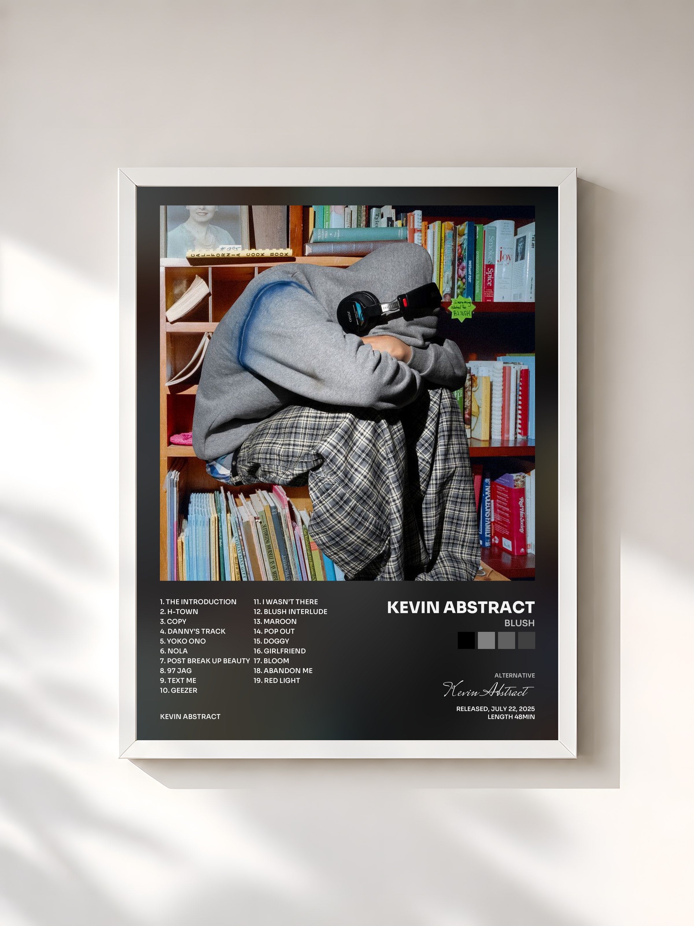 #blanc Tableau de l'album Blush de Kevin Abstract, cadre blanc, imprimé et encadré en France