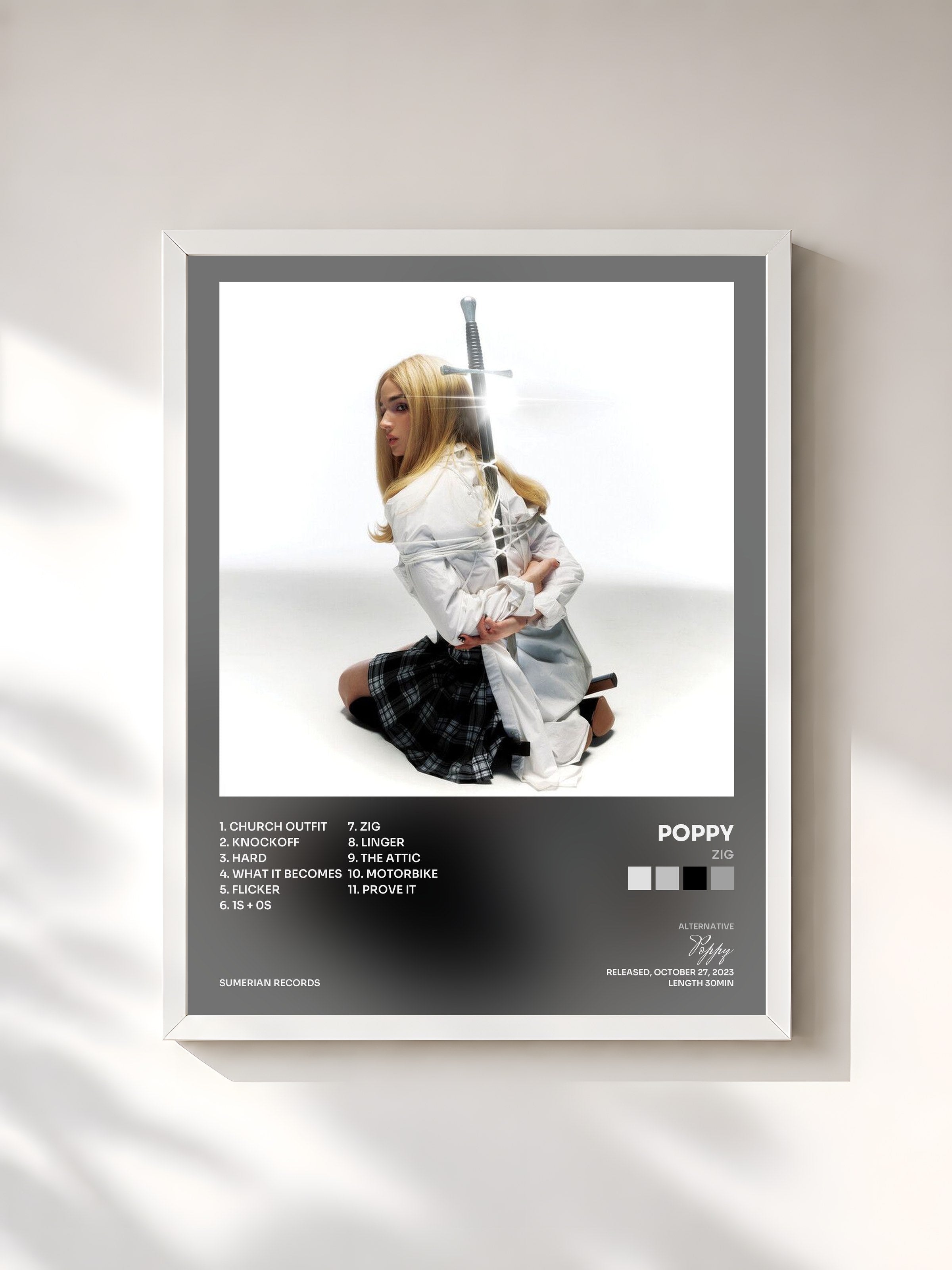 #blanc Tableau de l'album Zig de Poppy, cadre blanc, imprimé et encadré en France