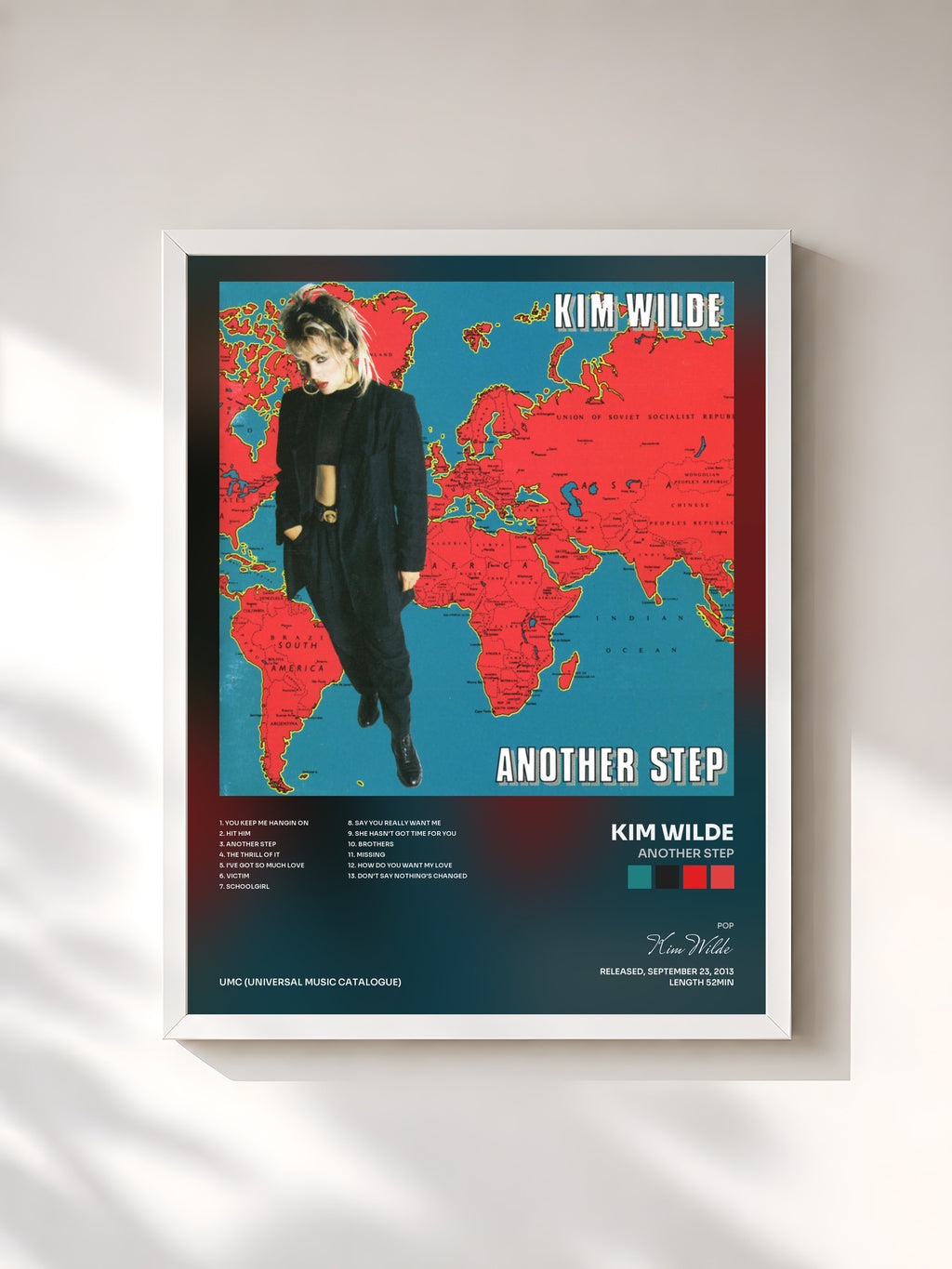 #blanc Another Step by Kim Wilde as a framed art print, white frame, printed and framed in France