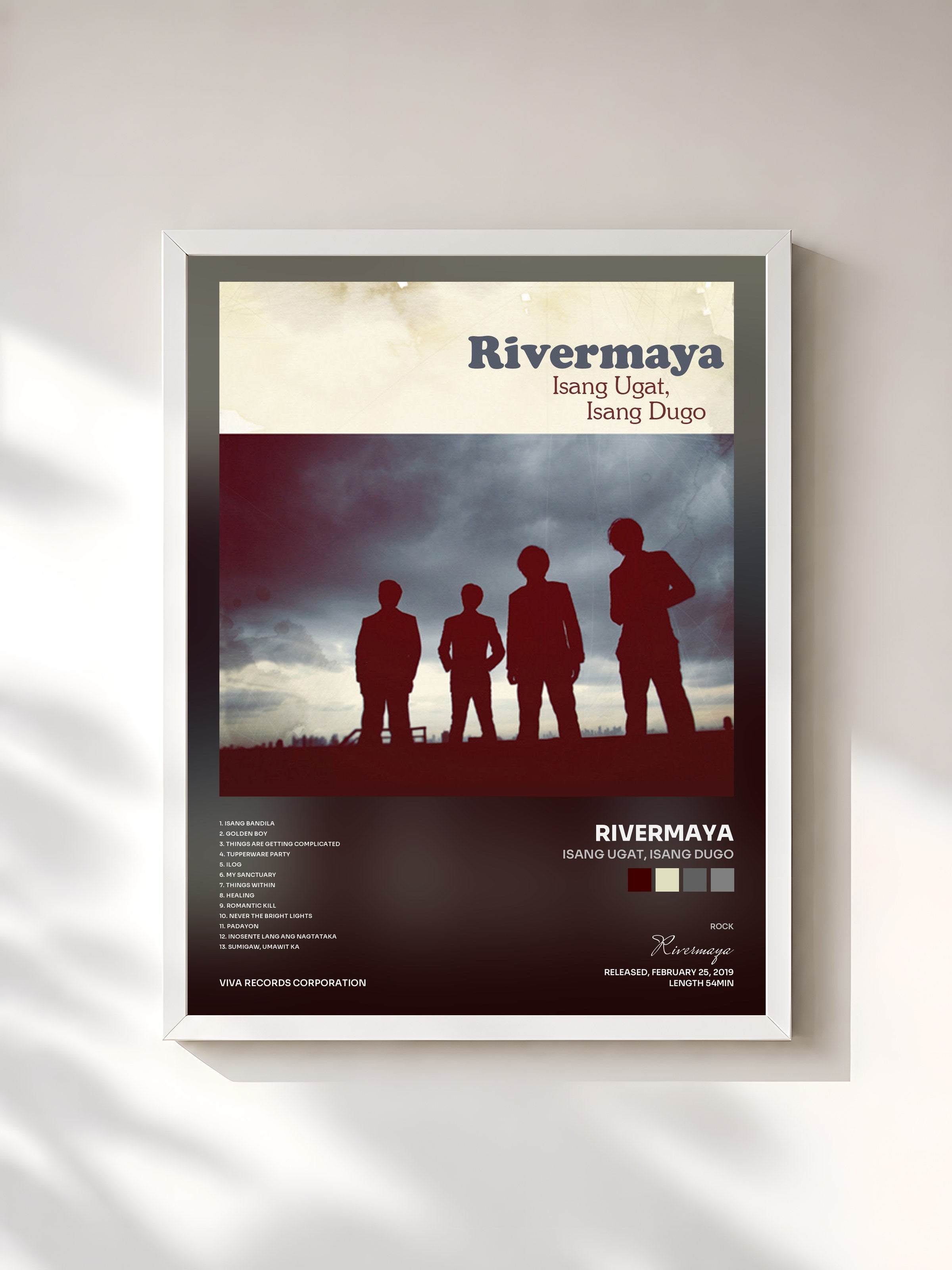 #blanc Tableau de l'album Isang Ugat, Isang Dugo de Rivermaya, cadre blanc, imprimé et encadré en France
