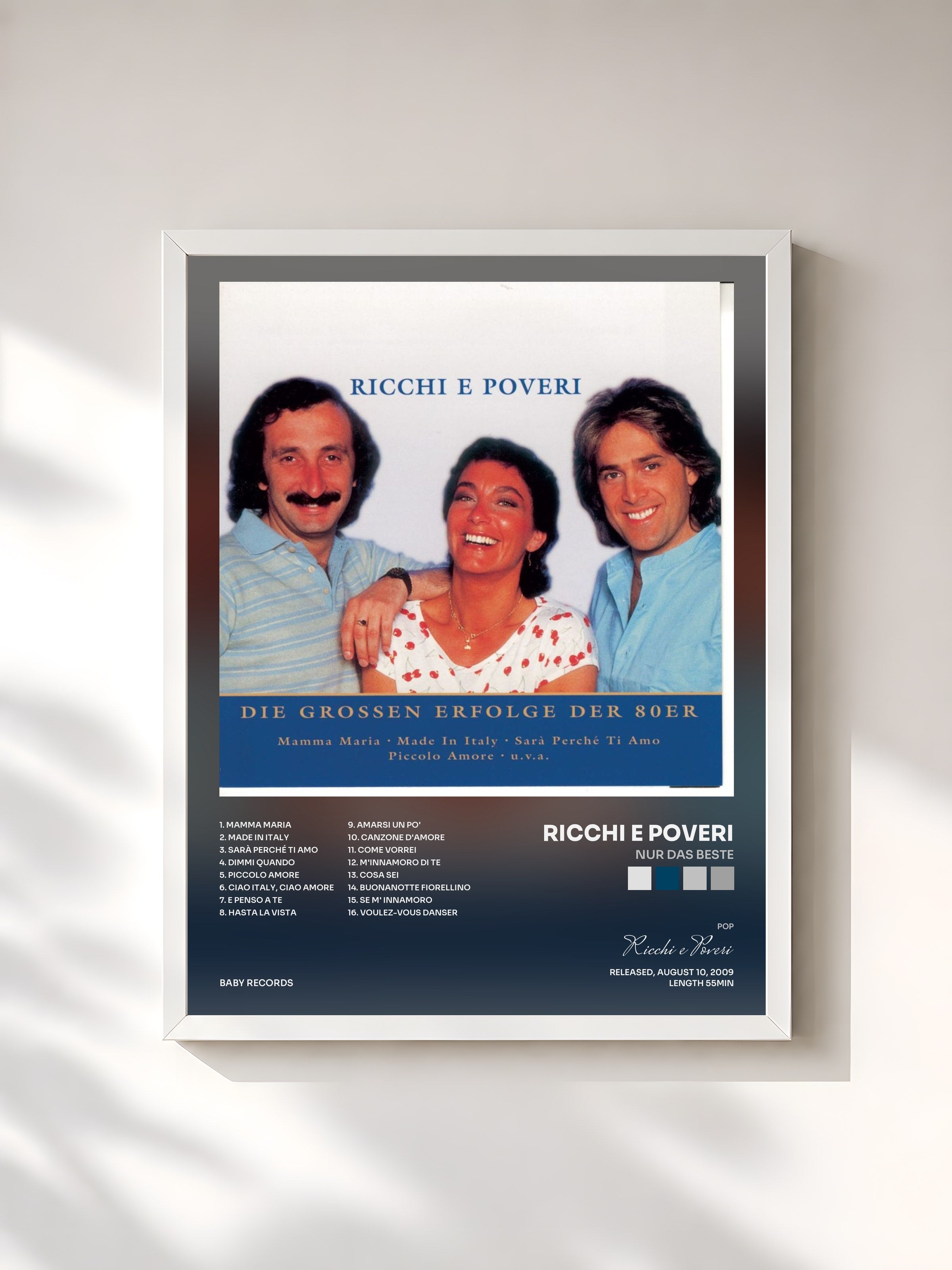 #blanc Tableau de l'album Nur das Beste de Ricchi e Poveri, cadre blanc, imprimé et encadré en France