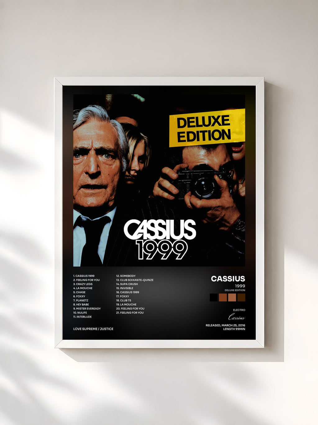 #blanc Tableau de l'album 1999 (Deluxe Edition) de Cassius, cadre blanc, imprimé et encadré en France