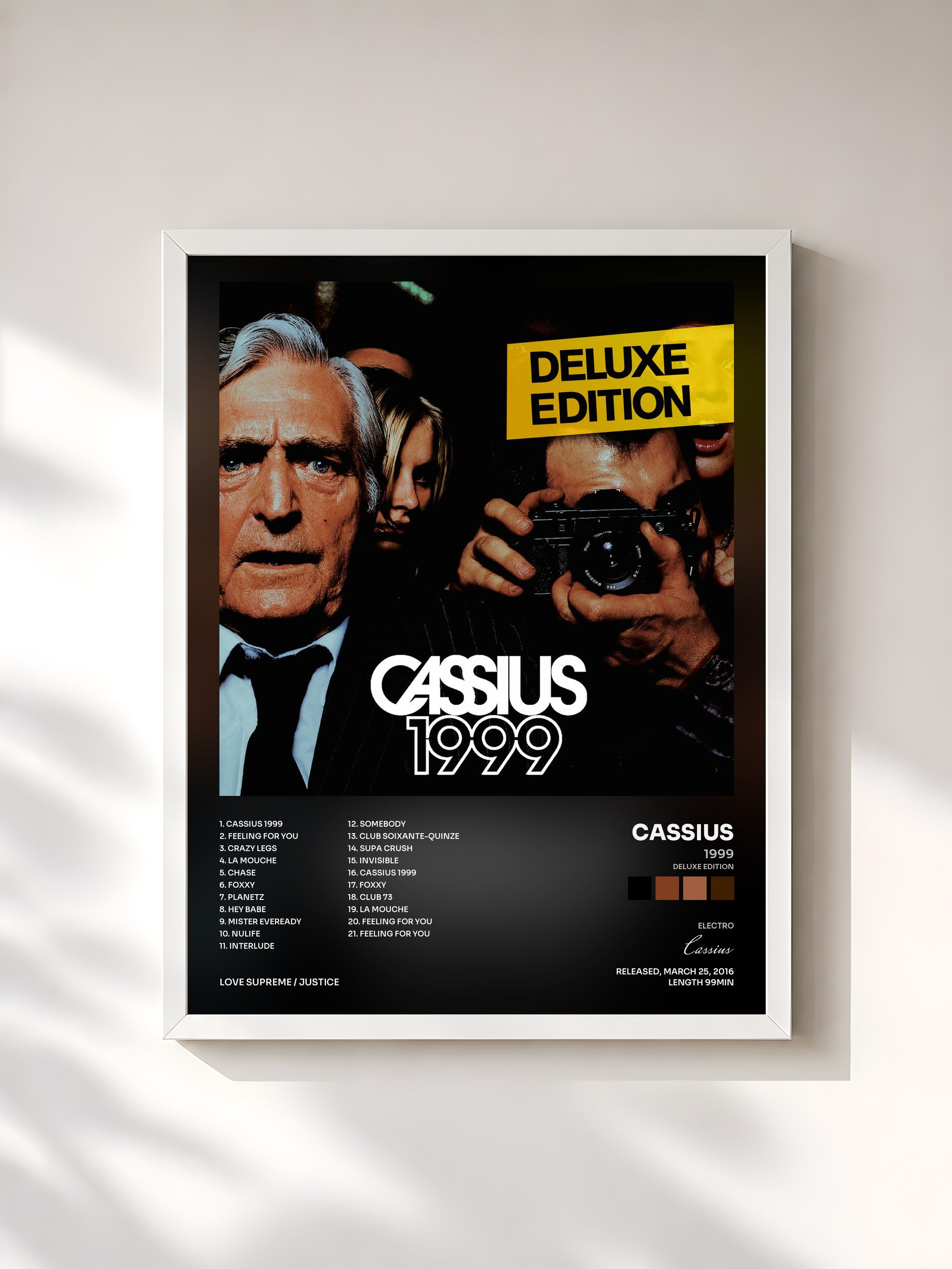#blanc Tableau de l'album 1999 (Deluxe Edition) de Cassius, cadre blanc, imprimé et encadré en France