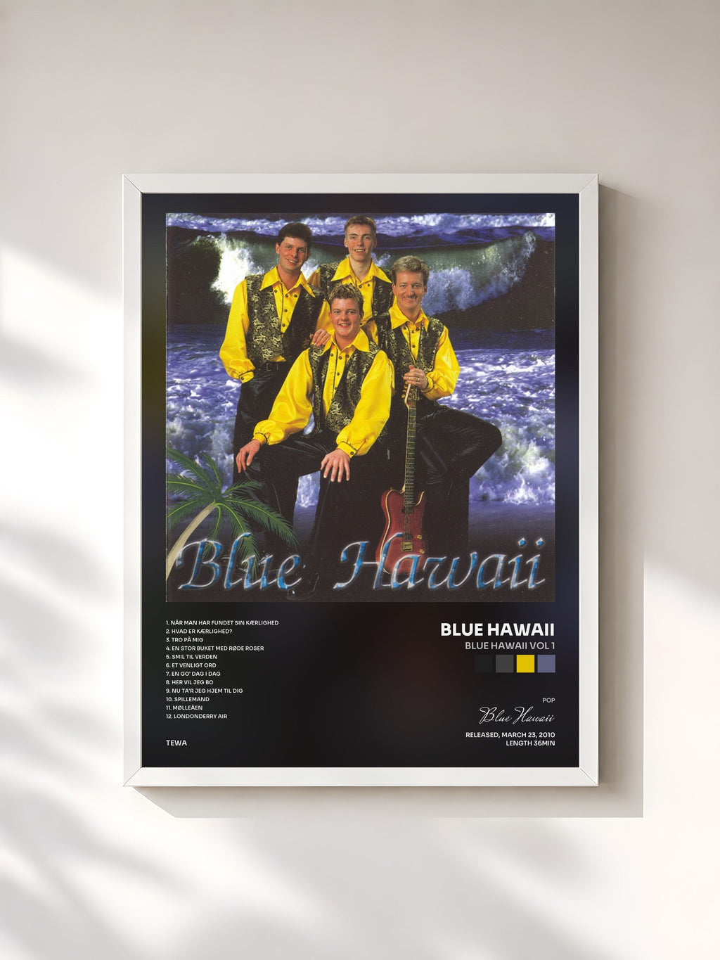 #blanc Tableau de l'album Blue Hawaii Vol 1 de Blue Hawaii, cadre blanc, imprimé et encadré en France