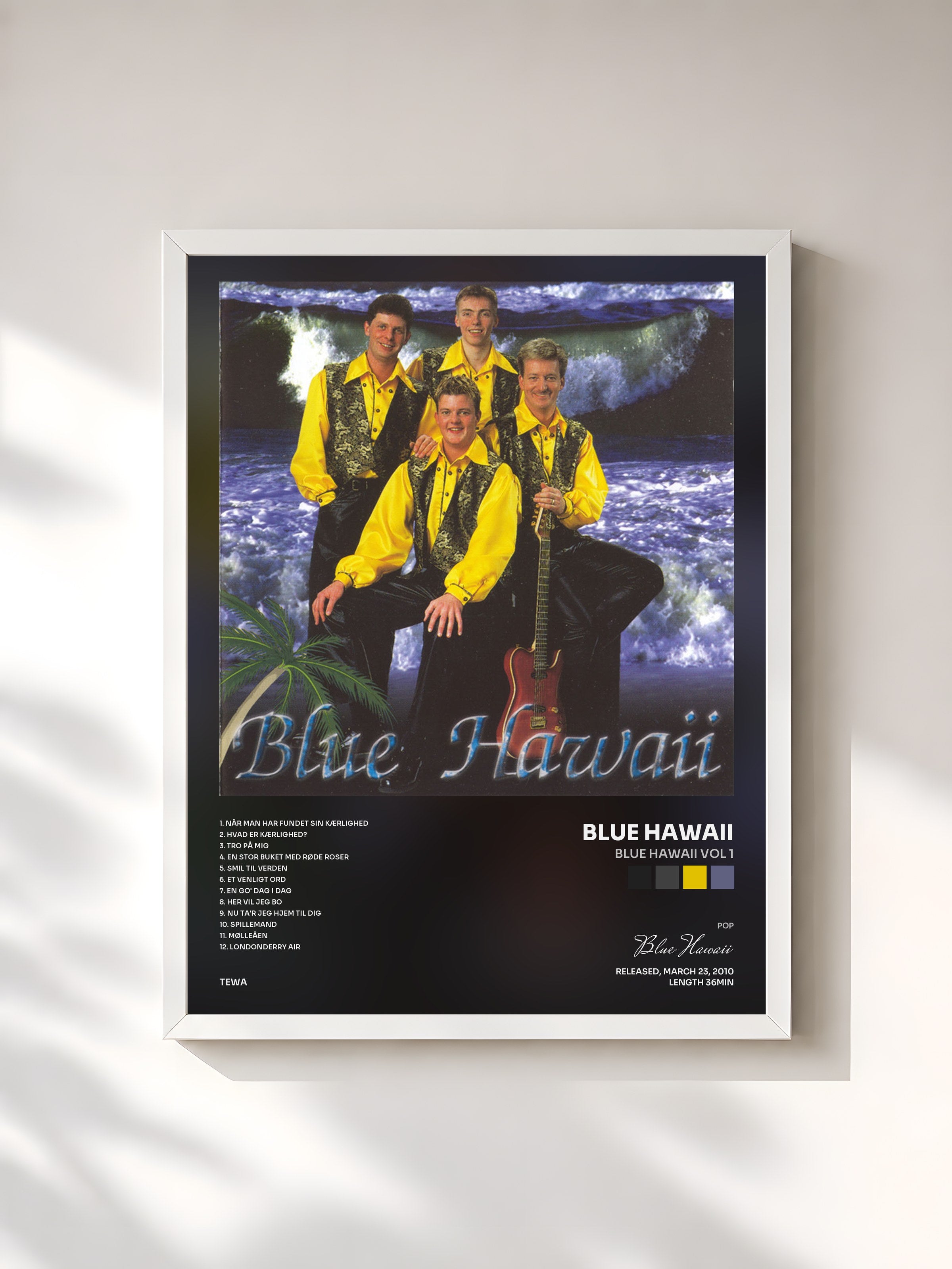 #blanc Tableau de l'album Blue Hawaii Vol 1 de Blue Hawaii, cadre blanc, imprimé et encadré en France
