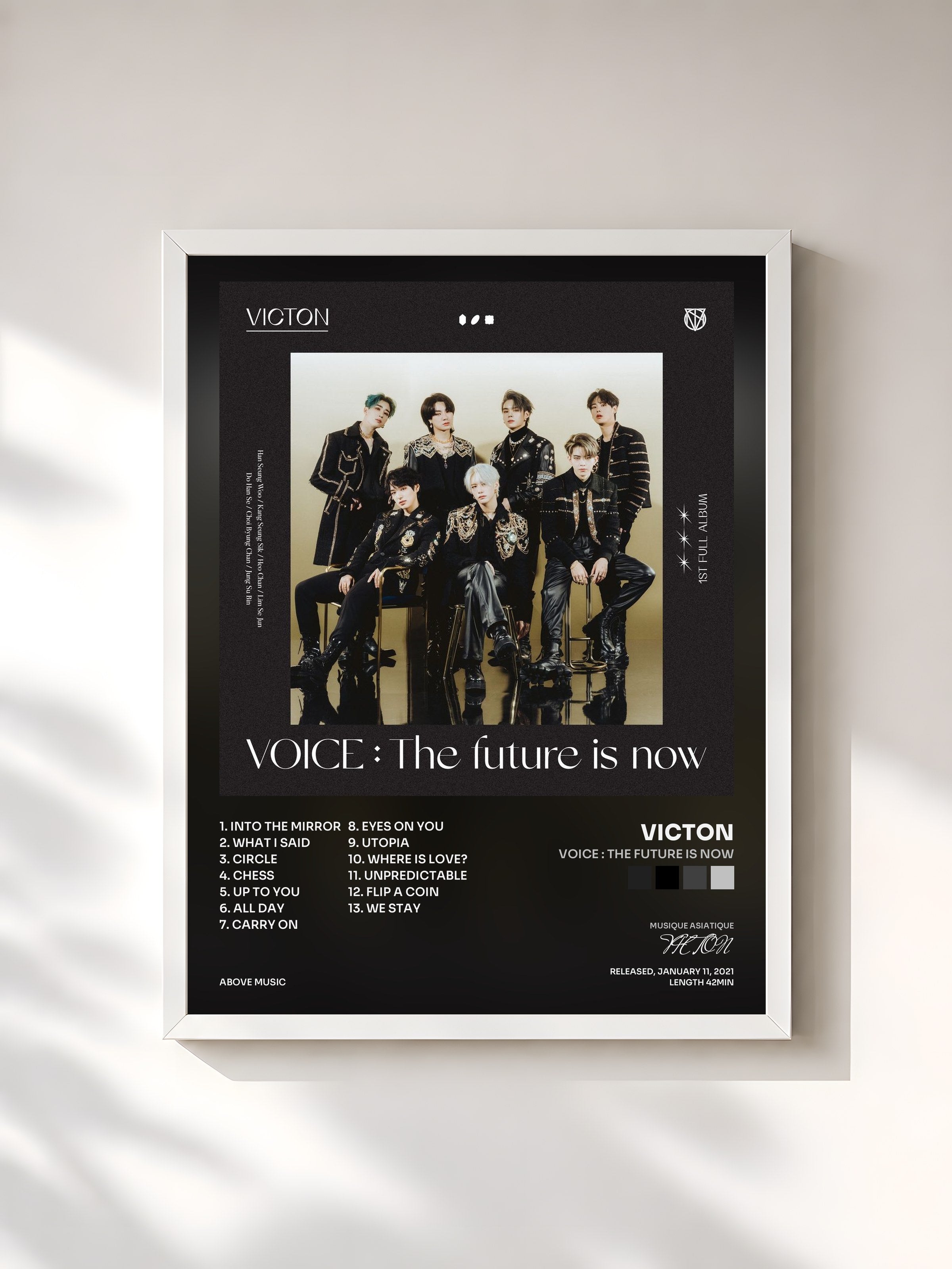 #blanc Tableau de l'album VOICE : The future is now de VICTON, cadre blanc, imprimé et encadré en France