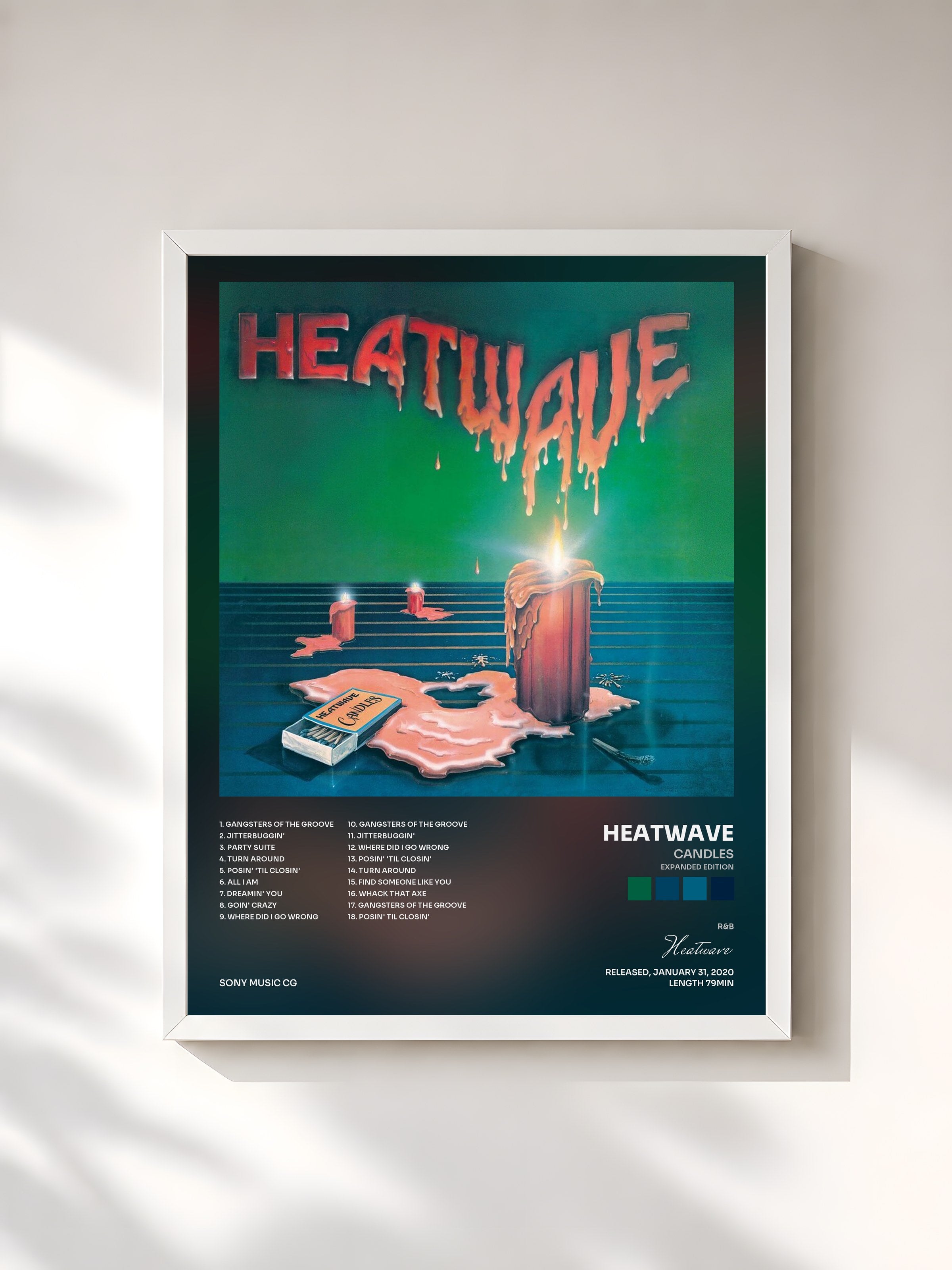 #blanc Tableau de l'album Candles (Expanded Edition) de Heatwave, cadre blanc, imprimé et encadré en France