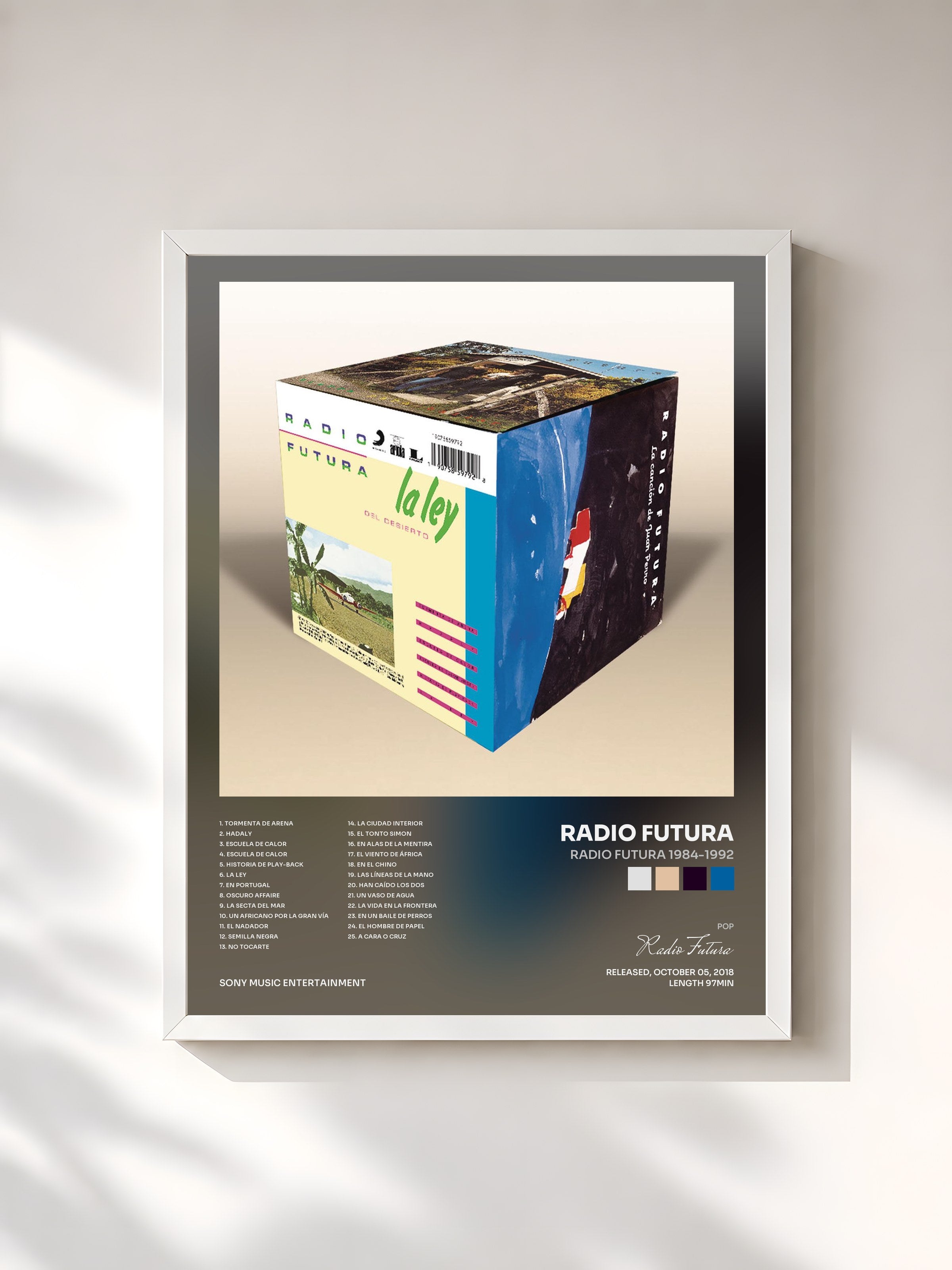 #blanc Tableau de l'album Radio Futura 1984-1992 de Radio Futura, cadre blanc, imprimé et encadré en France