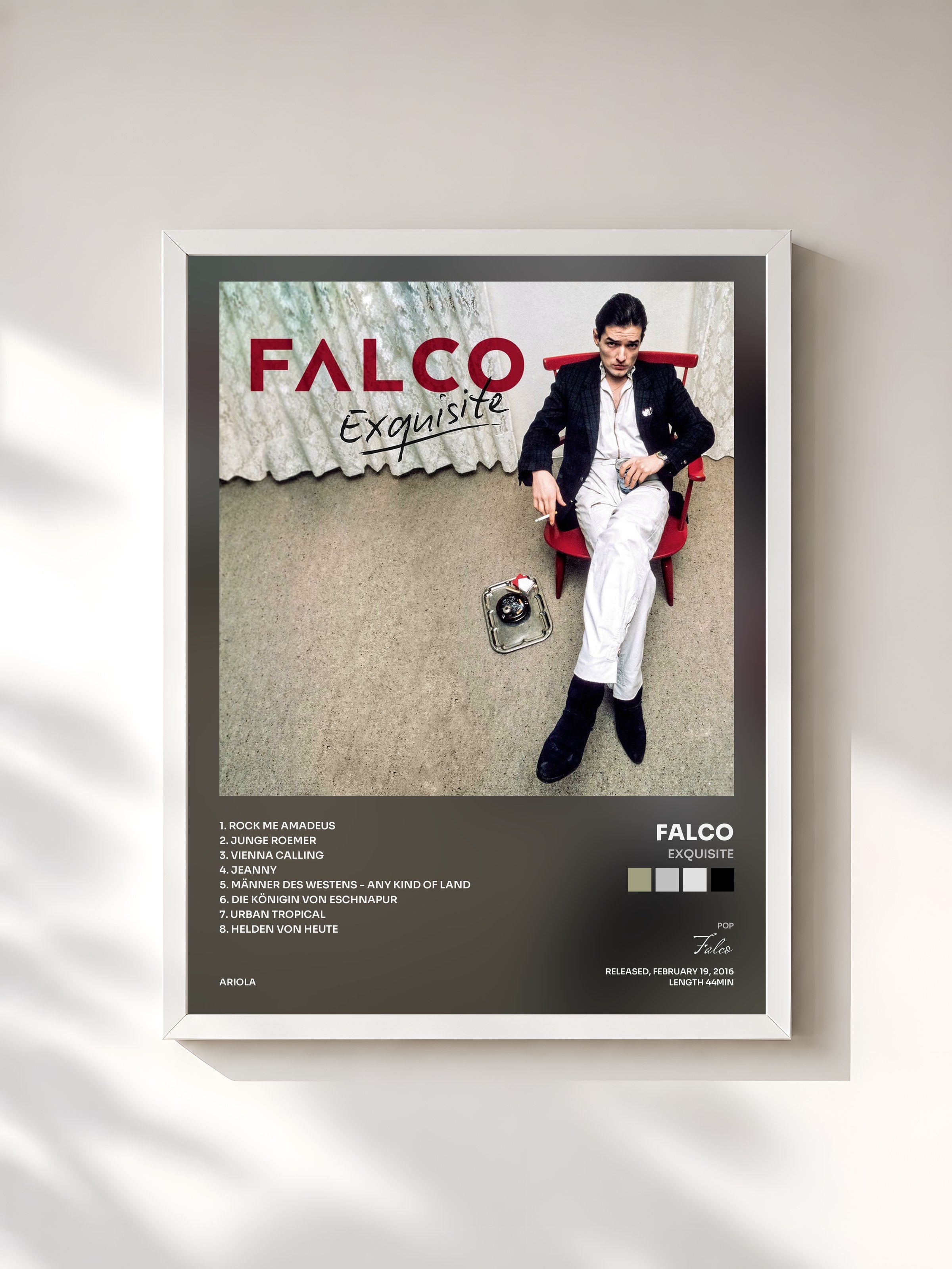 #blanc Tableau de l'album Exquisite de Falco, cadre blanc, imprimé et encadré en France