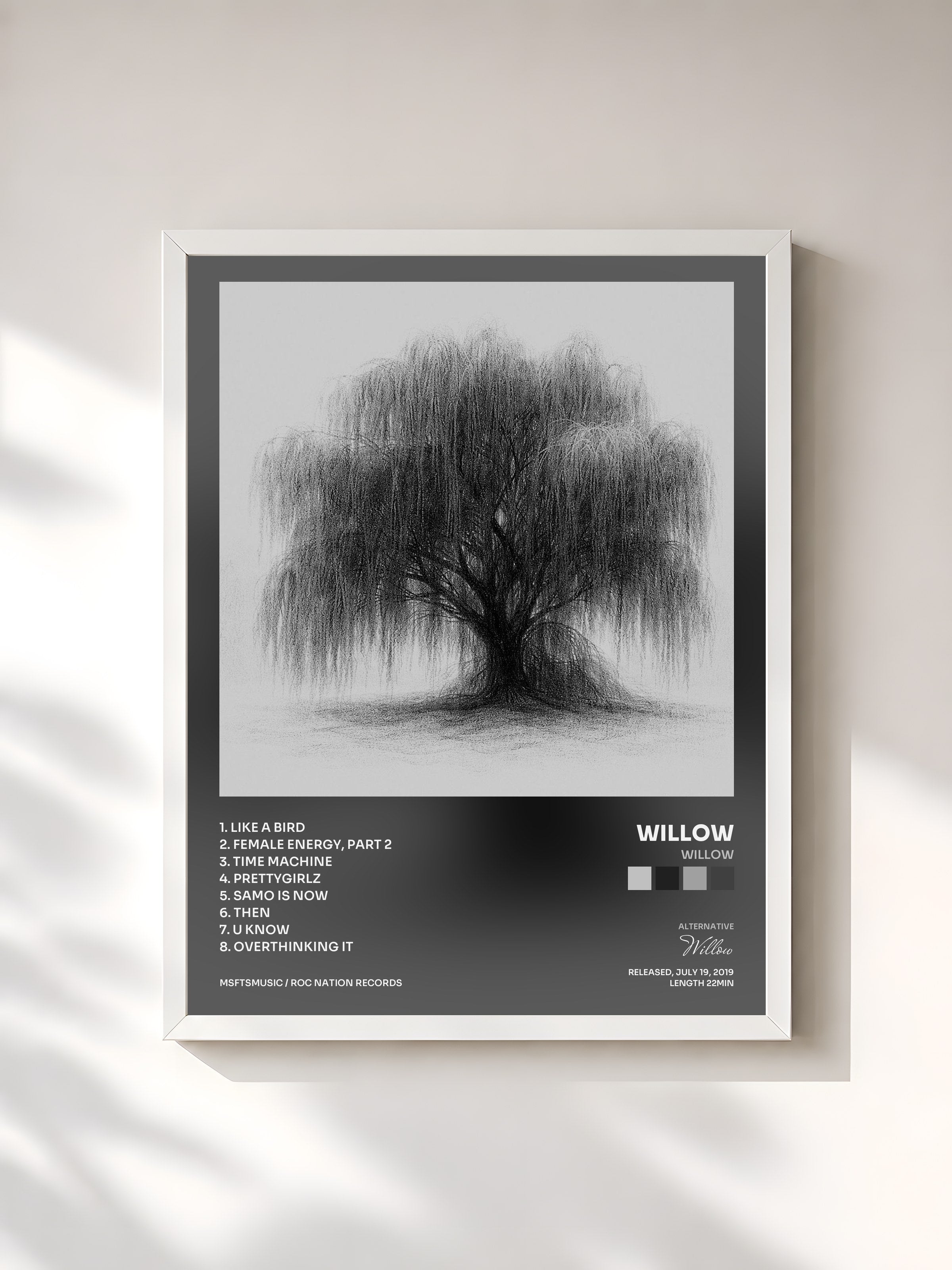 #blanc Tableau de l'album WILLOW de Willow, cadre blanc, imprimé et encadré en France