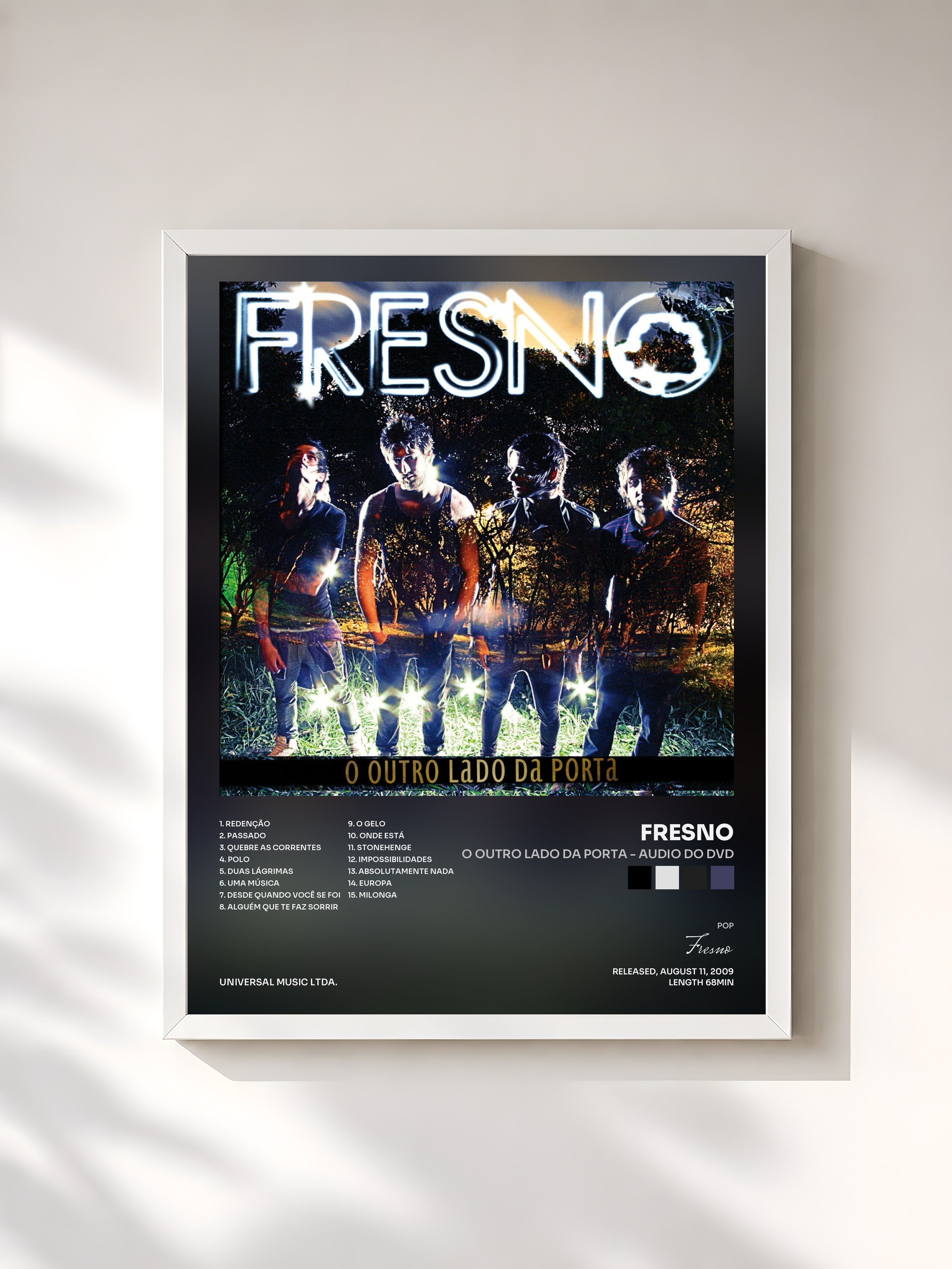 #blanc Tableau de l'album O Outro Lado Da Porta - Audio Do DVD de Fresno, cadre blanc, imprimé et encadré en France