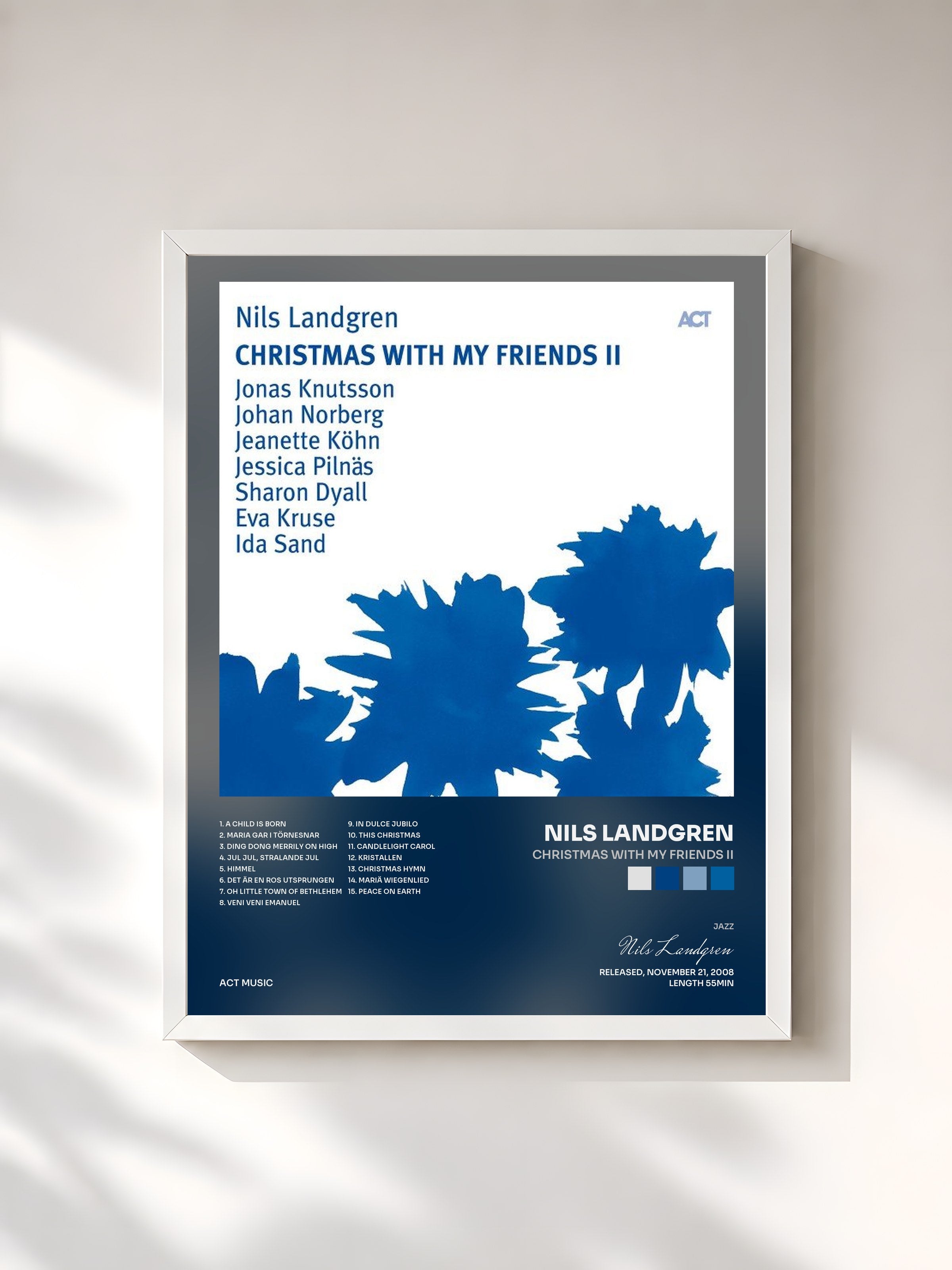 #blanc Tableau de l'album Christmas with My Friends II de Nils Landgren, cadre blanc, imprimé et encadré en France