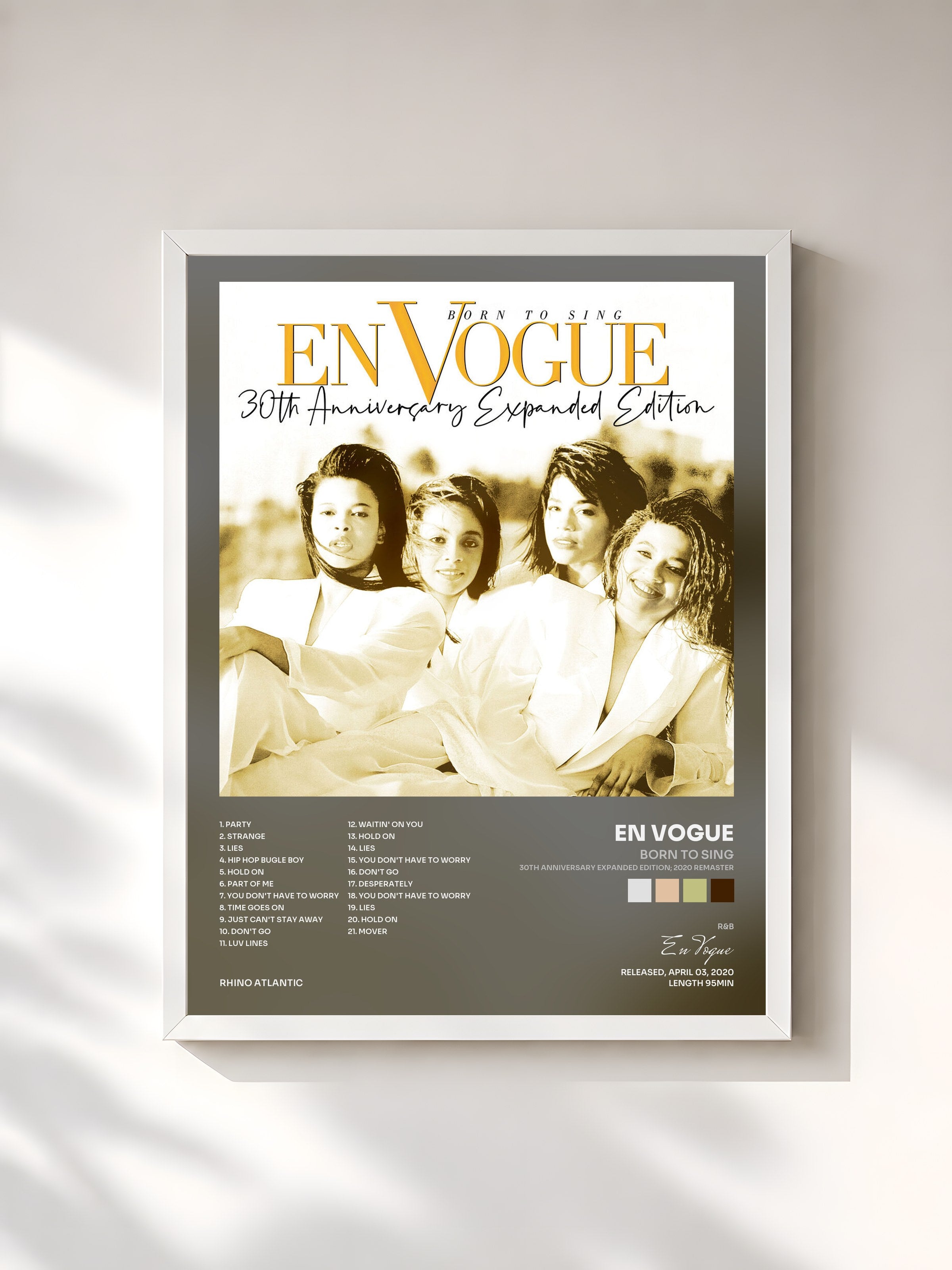 #blanc Tableau de l'album Born to Sing (30th Anniversary Expanded Edition; 2020 Remaster) de En Vogue, cadre blanc, imprimé et encadré en France