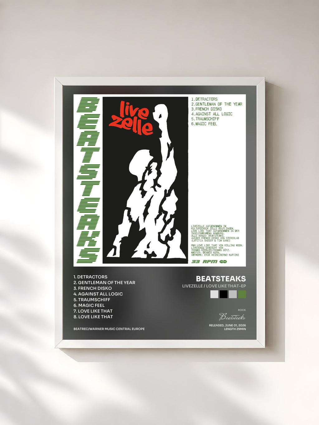 #blanc LIVEZELLE / Love Like That-EP di Beatsteaks in stampa incorniciata, cornice bianca, stampata e incorniciata in Francia