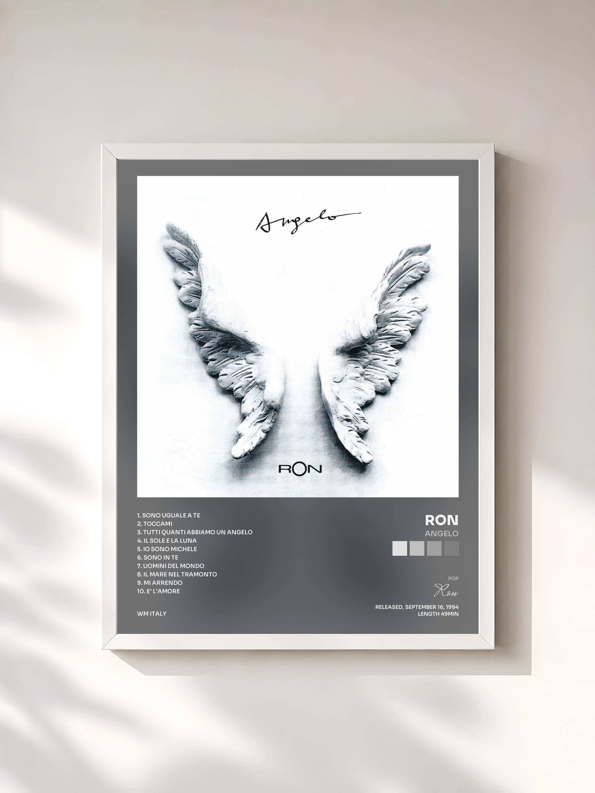 #blanc Tableau de l'album Angelo de Ron, cadre blanc, imprimé et encadré en France