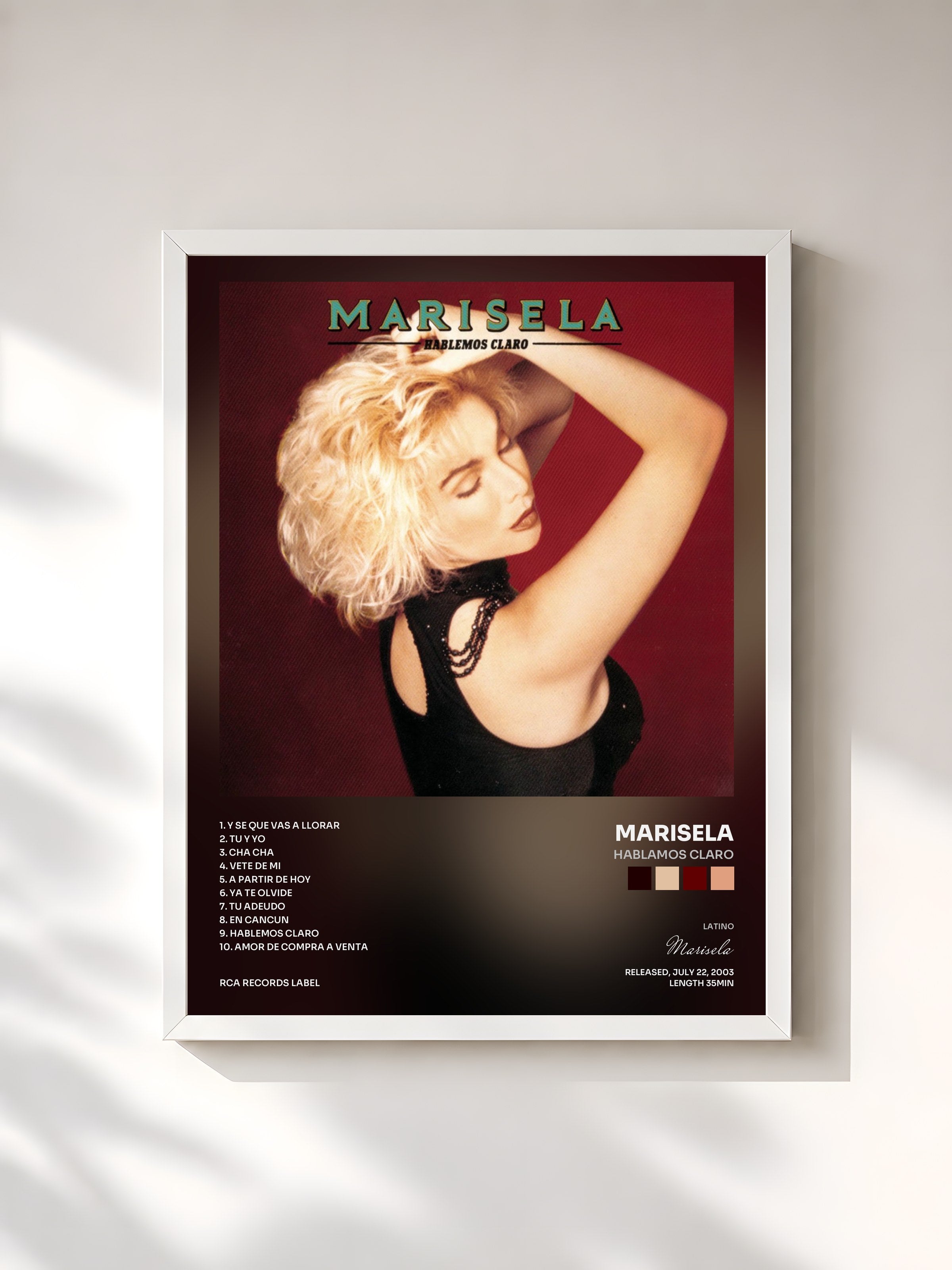 #blanc Tableau de l'album Hablamos Claro de Marisela, cadre blanc, imprimé et encadré en France