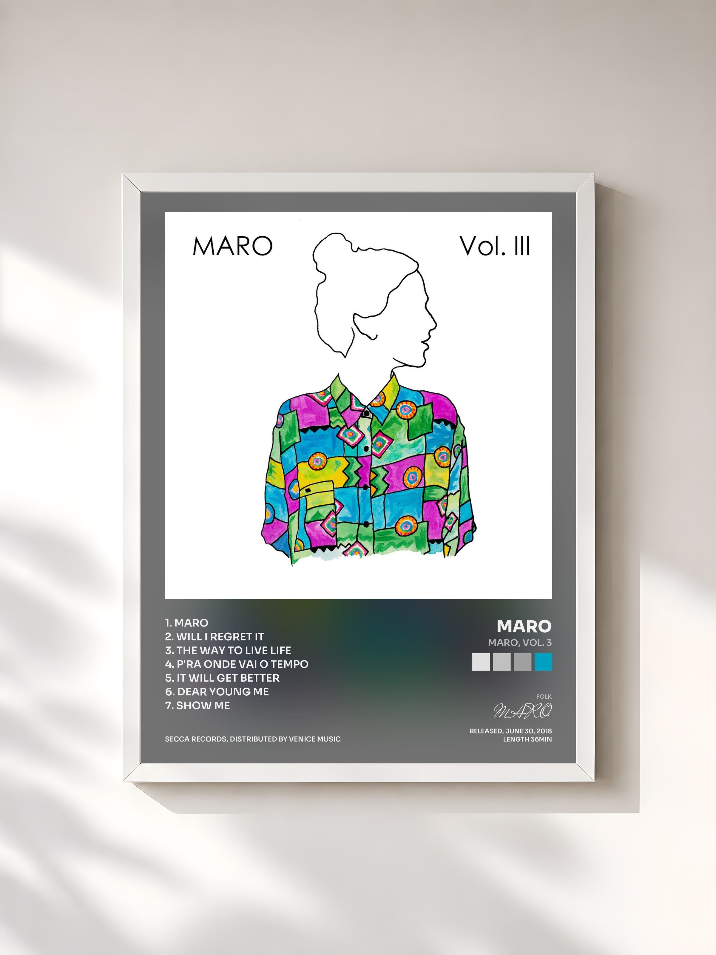 #blanc Tableau de l'album MARO, Vol. 3 de MARO, cadre blanc, imprimé et encadré en France