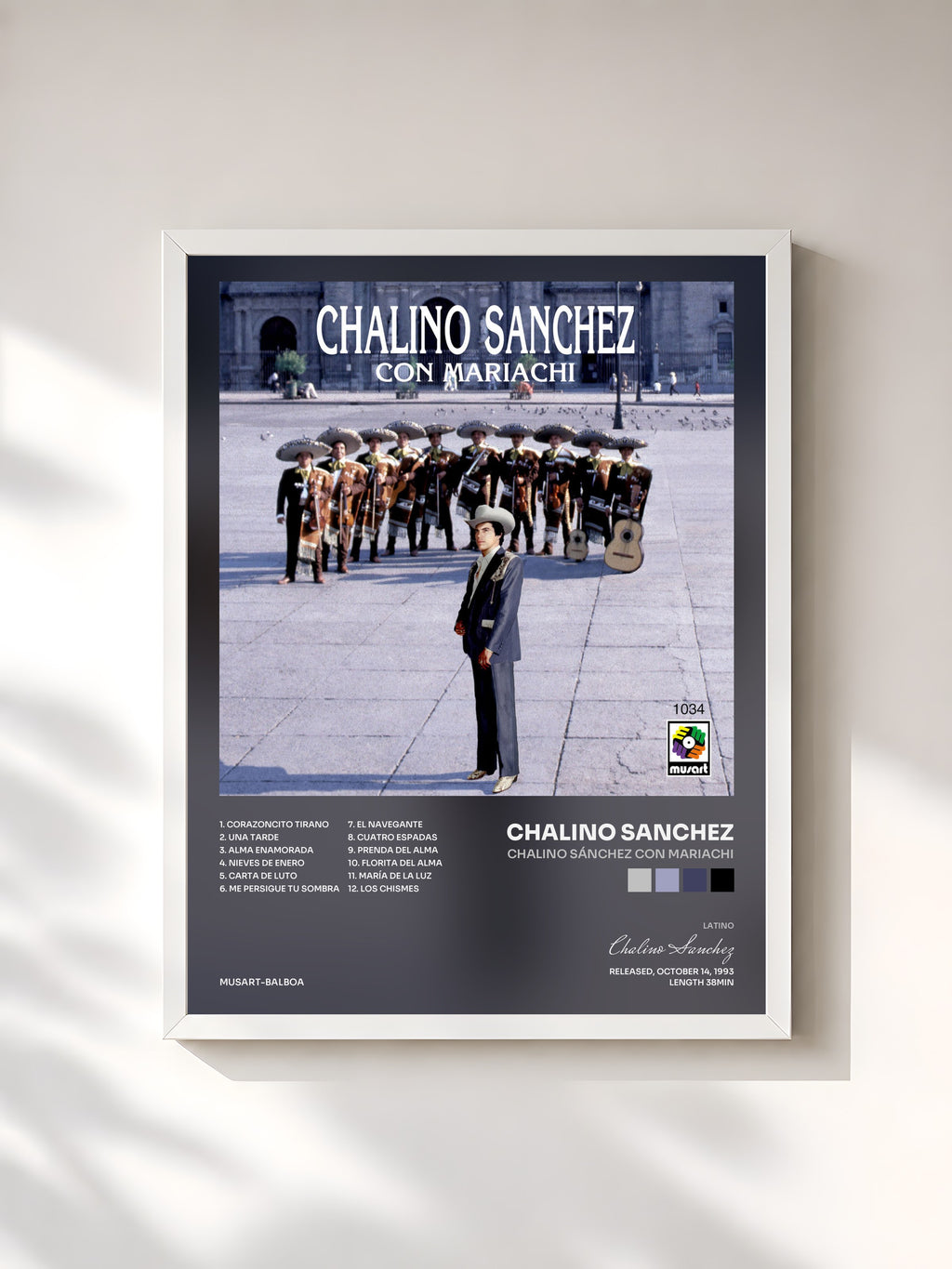 #blanc Tableau de l'album Chalino Sánchez Con Mariachi de Chalino Sanchez, cadre blanc, imprimé et encadré en France