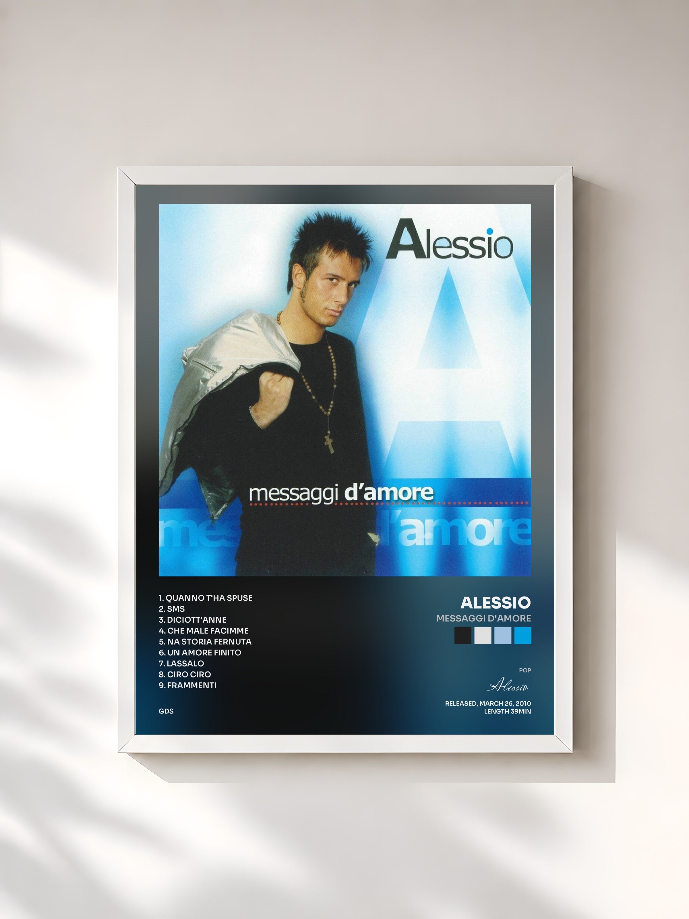 #blanc Tableau de l'album Messaggi d'amore de Alessio, cadre blanc, imprimé et encadré en France