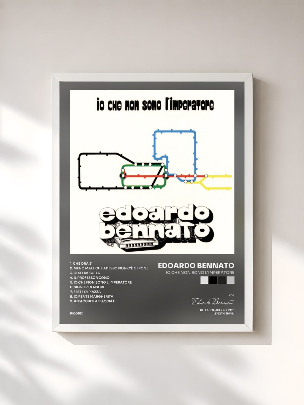 #blanc Io Che Non Sono L'Imperatore von Edoardo Bennato als gerahmter Kunstdruck, weißer Rahmen, gedruckt und gerahmt in Frankreich