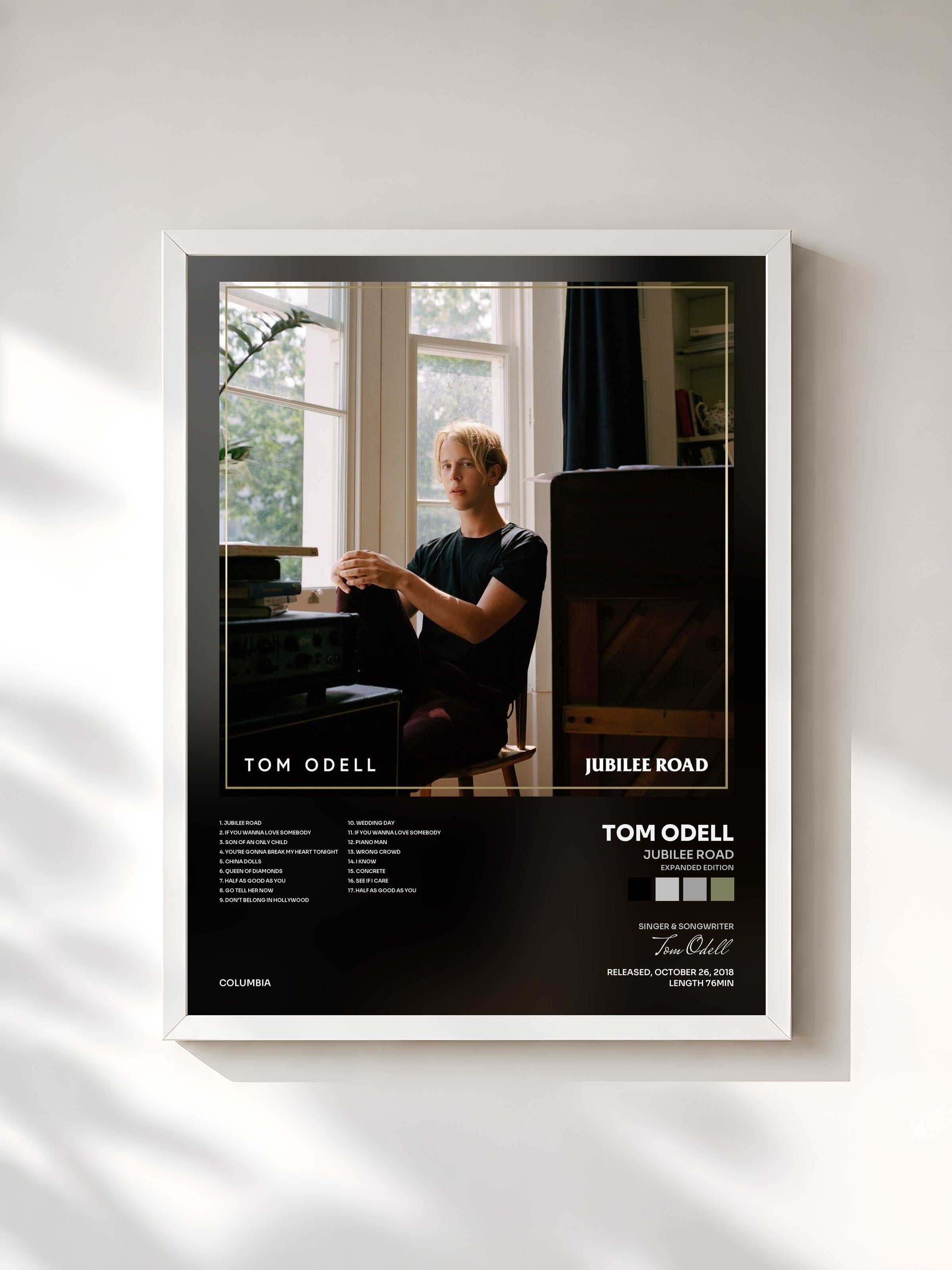 #blanc Tableau de l'album Jubilee Road (Expanded Edition) de Tom Odell, cadre blanc, imprimé et encadré en France