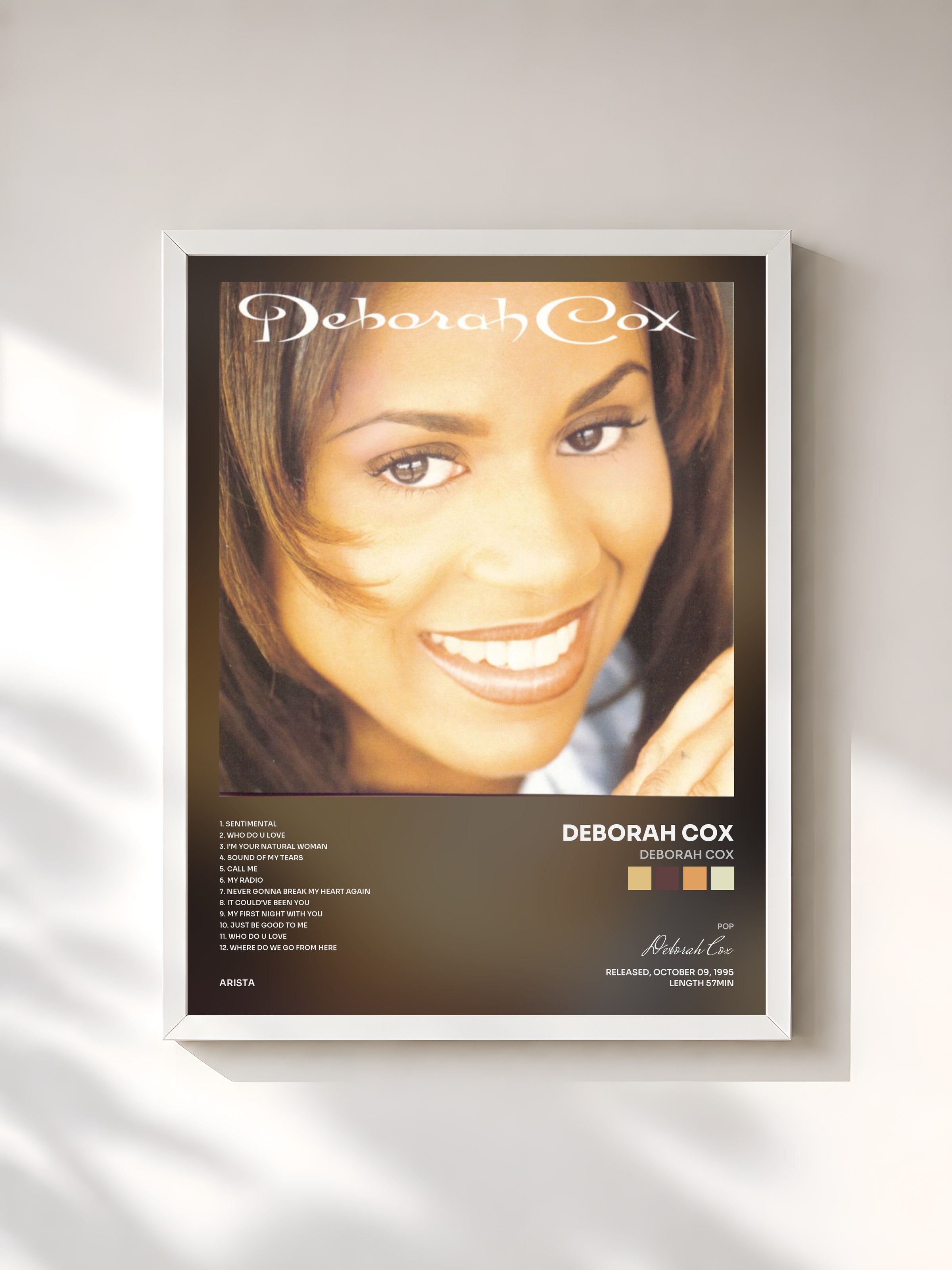 #blanc Tableau de l'album Deborah Cox de Deborah Cox, cadre blanc, imprimé et encadré en France