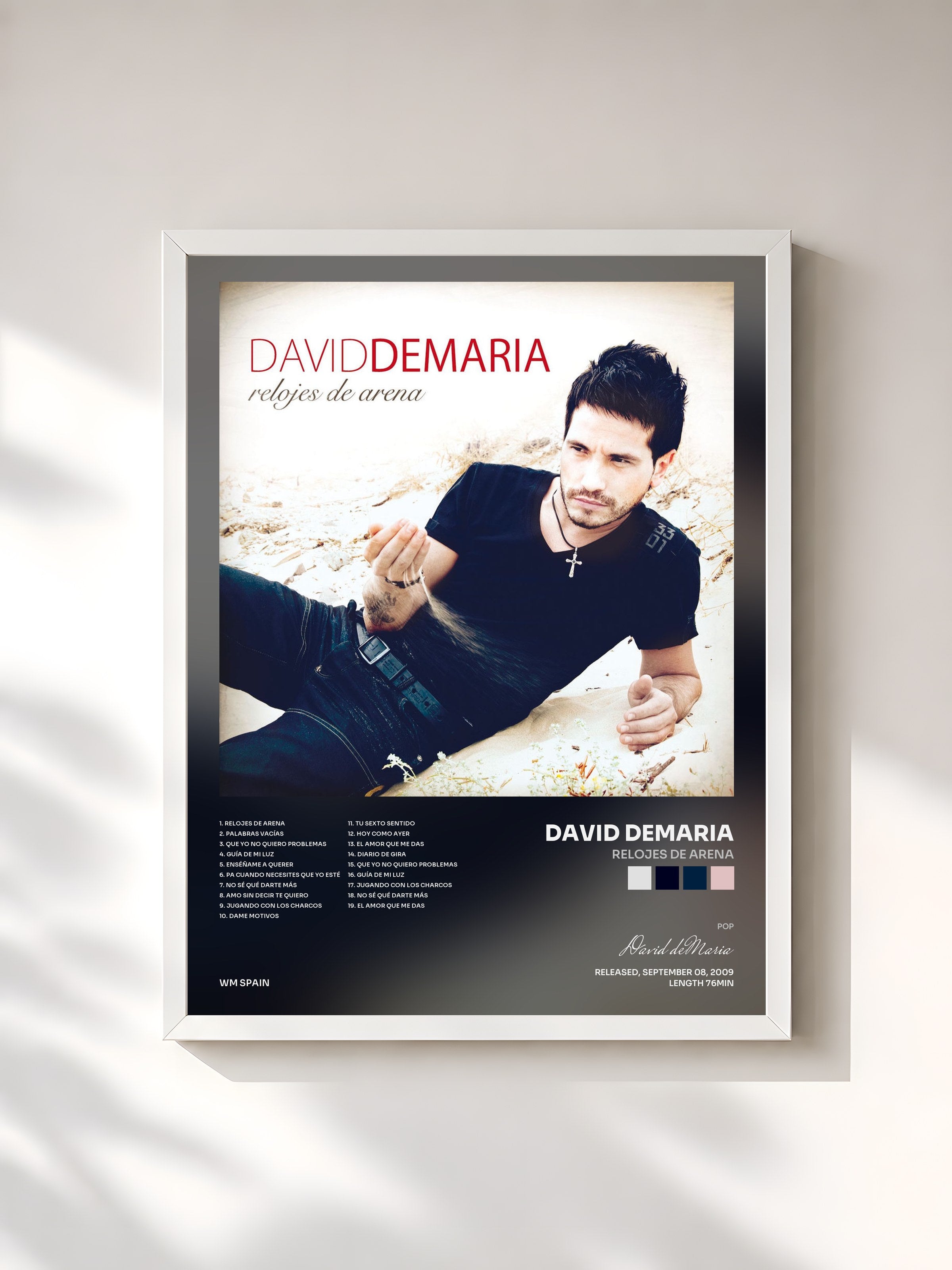 #blanc Tableau de l'album Relojes de arena de David deMaria, cadre blanc, imprimé et encadré en France