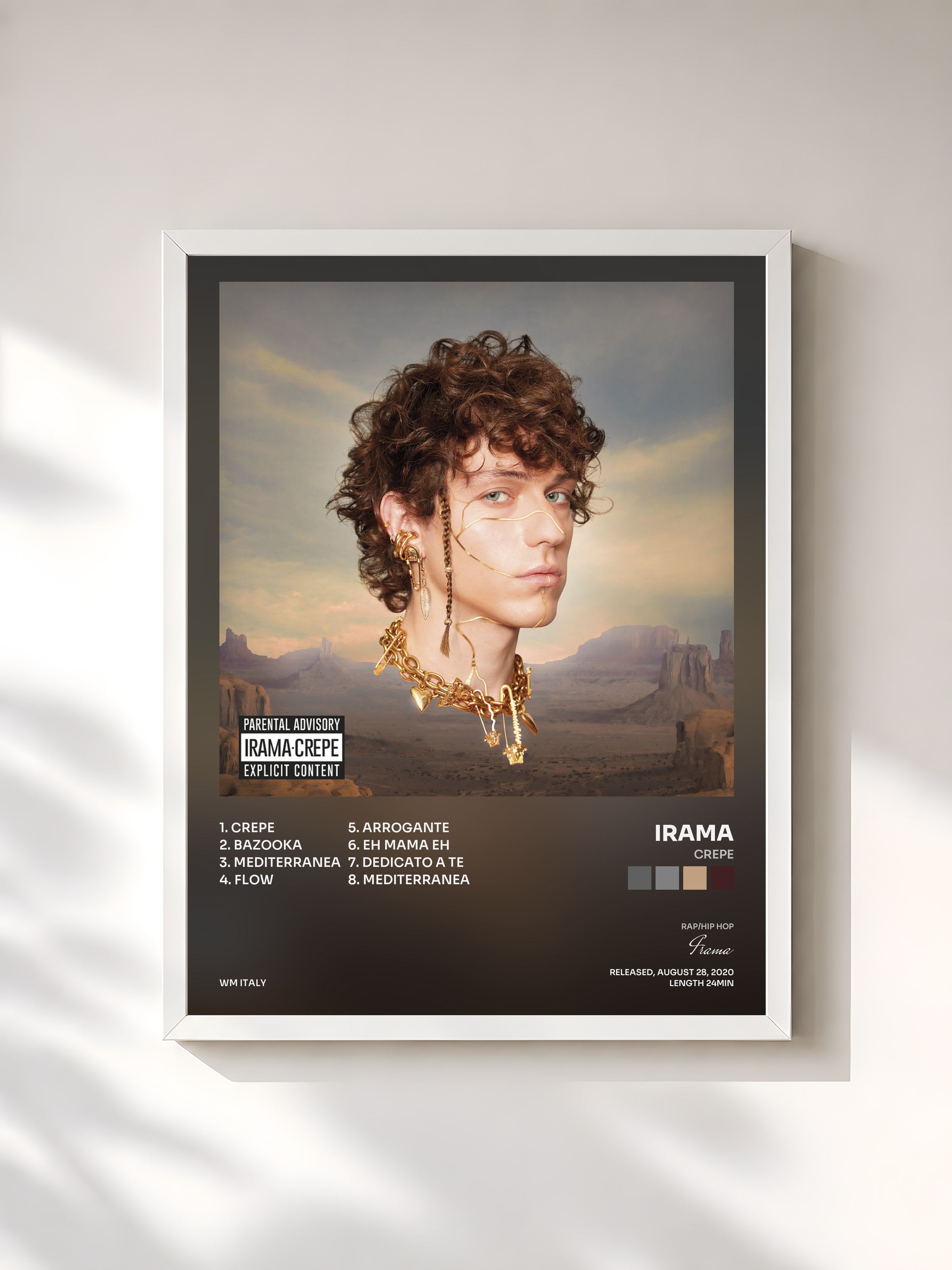 #blanc Tableau de l'album Crepe de Irama, cadre blanc, imprimé et encadré en France