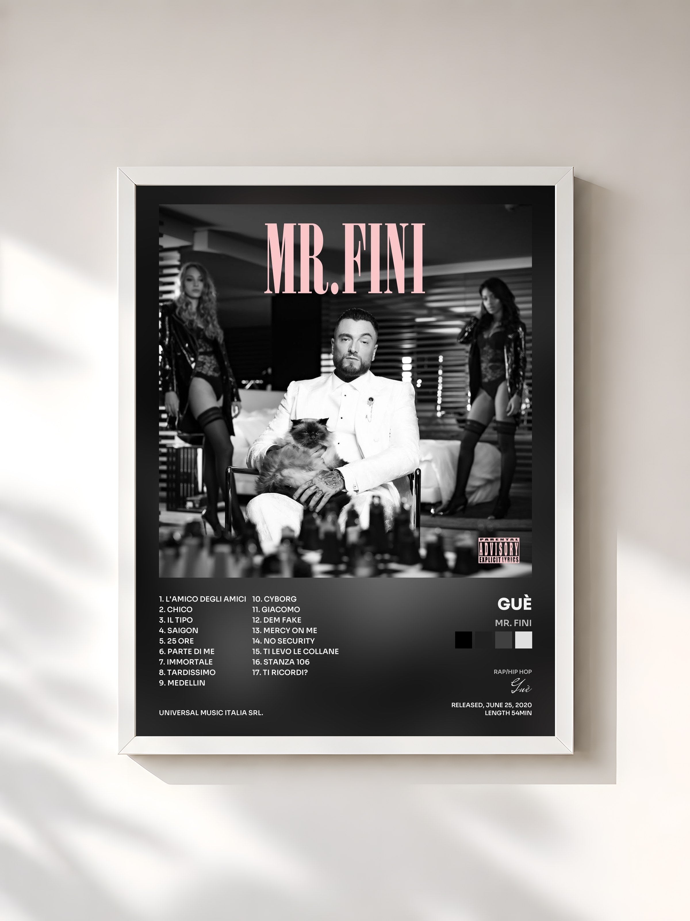 #blanc Tableau de l'album Mr. Fini de Guè, cadre blanc, imprimé et encadré en France