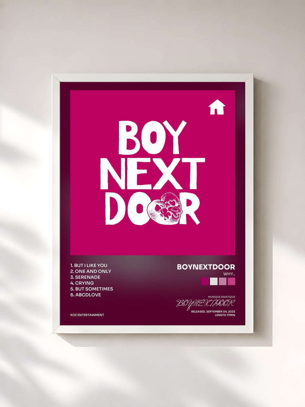 #blanc WHY.. di BOYNEXTDOOR in stampa incorniciata, cornice bianca, stampata e incorniciata in Francia