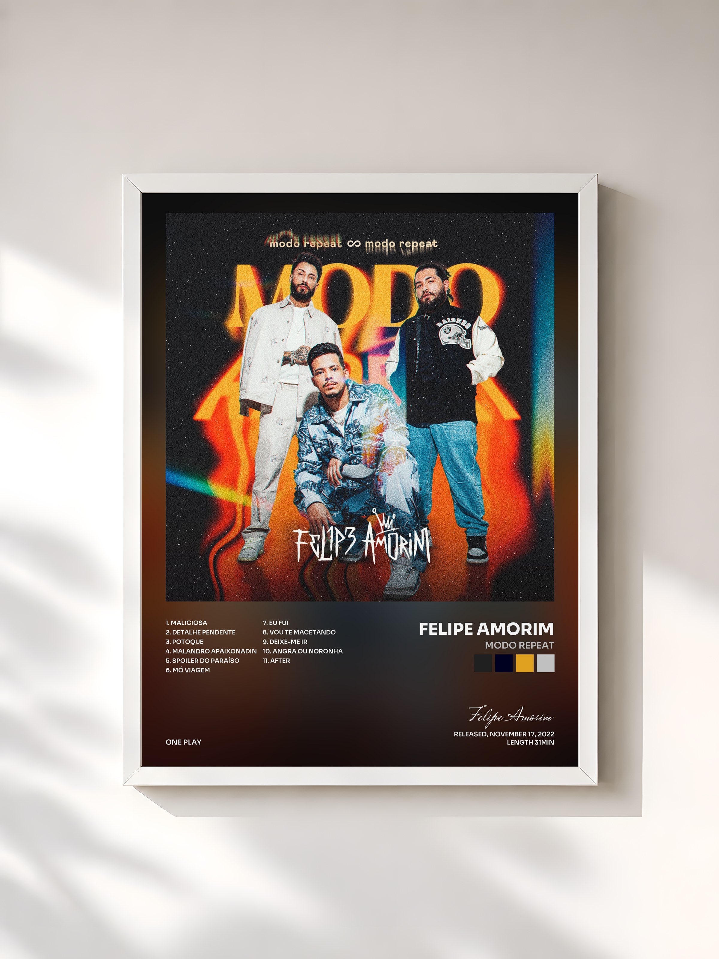 #blanc Tableau de l'album Modo Repeat de Felipe Amorim, cadre blanc, imprimé et encadré en France
