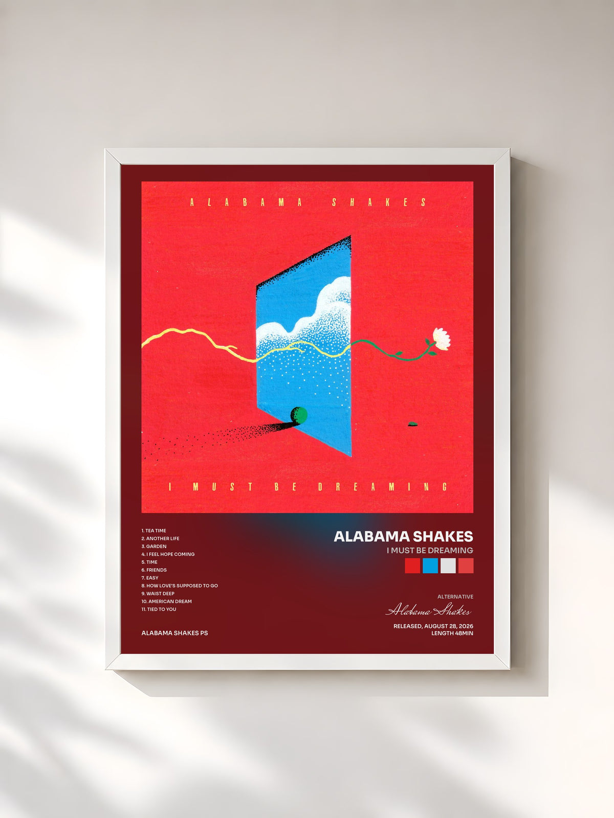 #blanc Tableau de l'album I Must Be Dreaming de Alabama Shakes, cadre blanc, imprimé et encadré en France