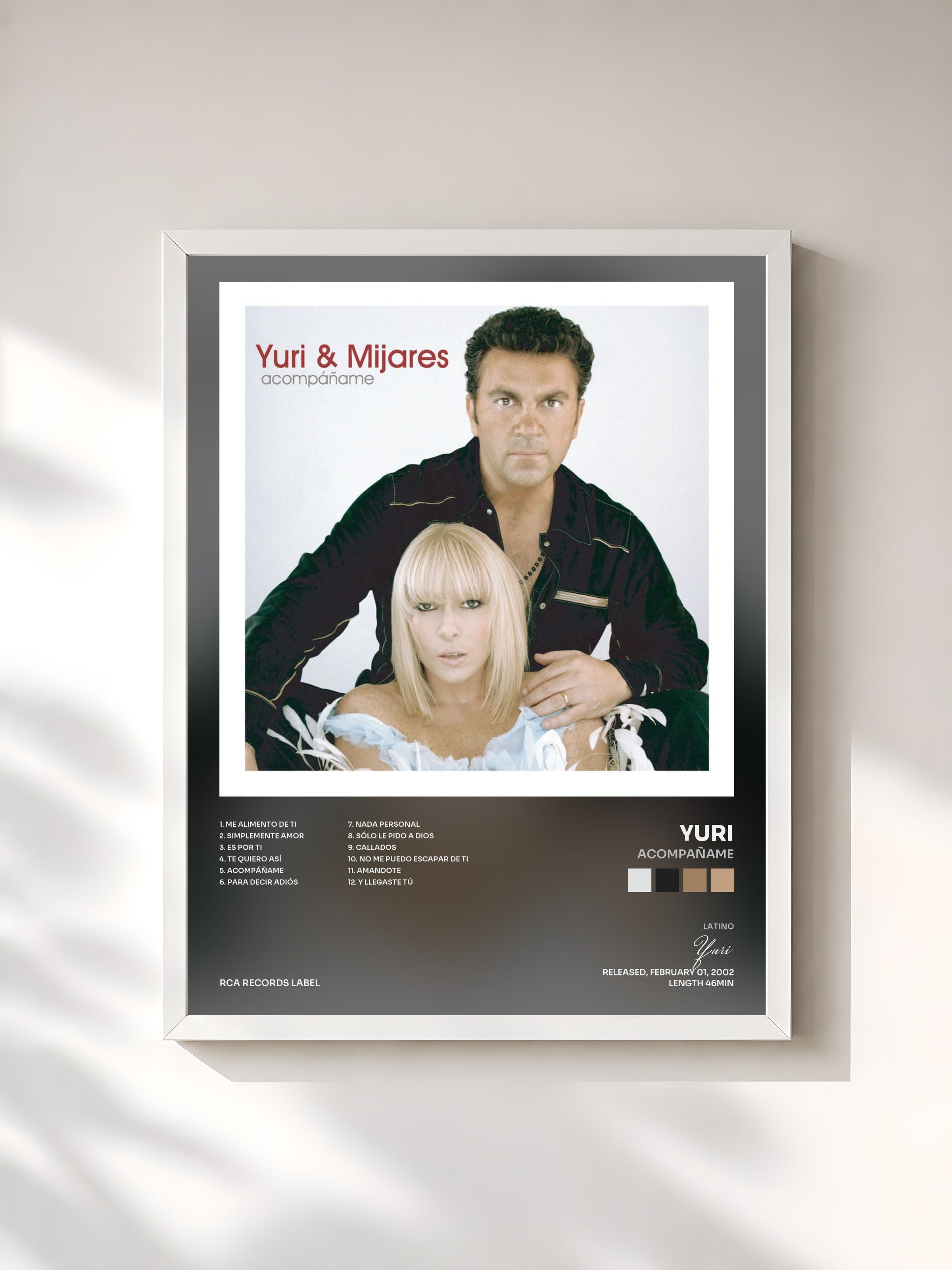 #blanc Tableau de l'album Acompañame de Yuri, cadre blanc, imprimé et encadré en France