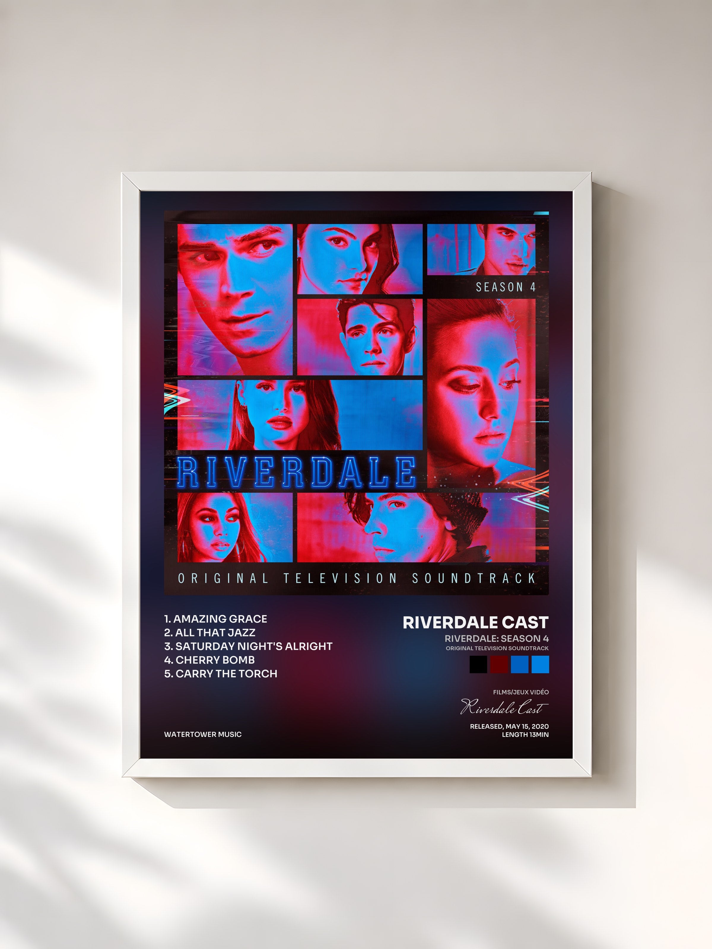 #blanc Tableau de l'album Riverdale: Season 4 (Original Television Soundtrack) de Riverdale Cast, cadre blanc, imprimé et encadré en France